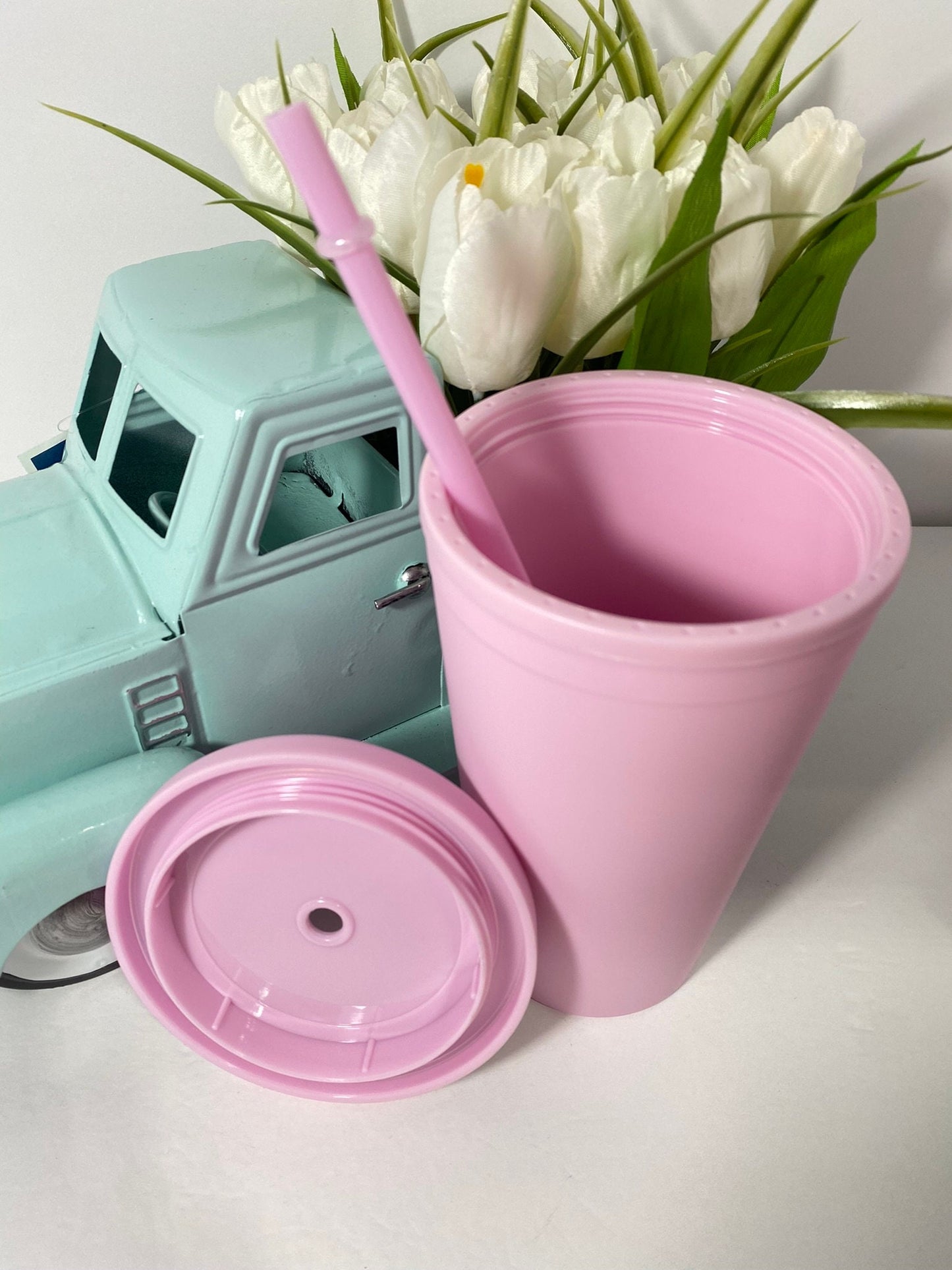 16oz/22oz. Light PINK MATTE Tumbler / Double Wall Acrylic Tumbler, Blank,Pastel, Acrylic Matte Plastic, BPA Free,