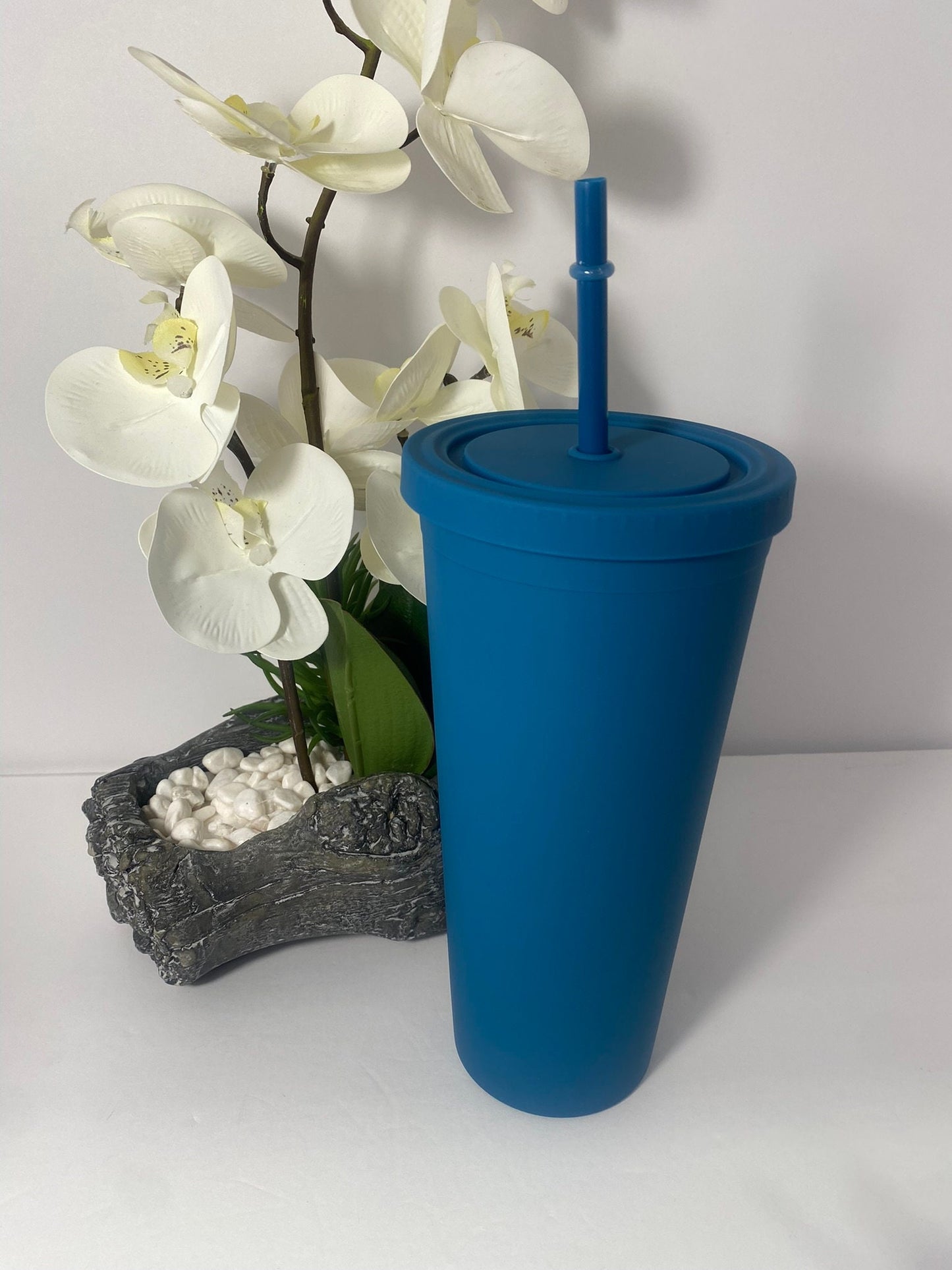 22oz. Dark BLUE MATTE Tumbler / Double Wall Acrylic Tumbler, Blank,Pastel, Acrylic Matte Plastic, BPA Free,