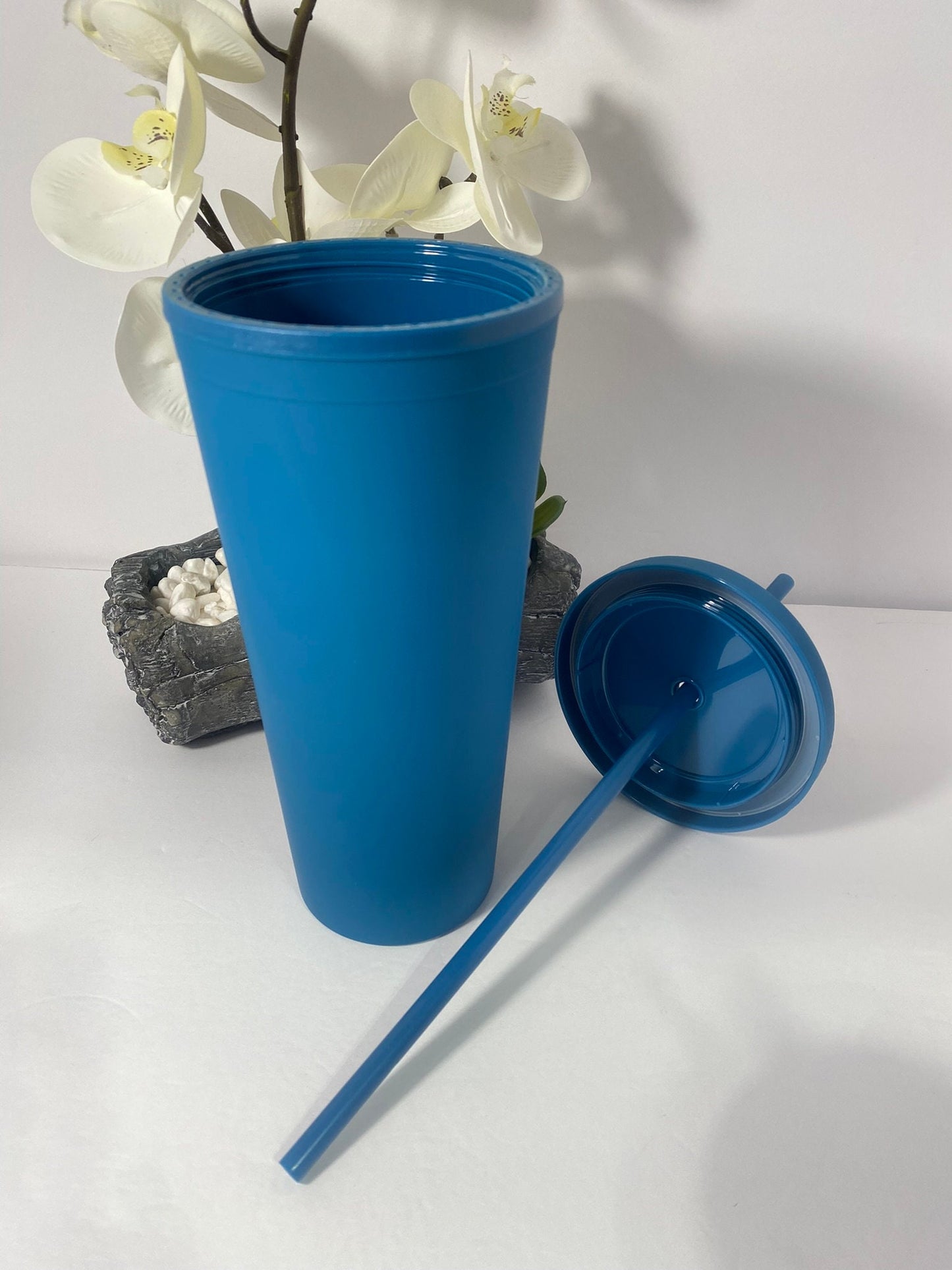 22oz. Dark BLUE MATTE Tumbler / Double Wall Acrylic Tumbler, Blank,Pastel, Acrylic Matte Plastic, BPA Free,