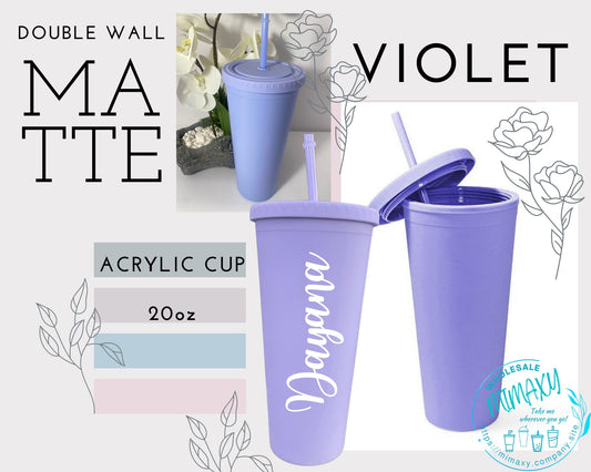 16oz/22oz. Light PURPLE MATTE Tumbler / Double Wall Acrylic Tumbler, Blank,Pastel, Acrylic Matte Plastic, BPA Free,
