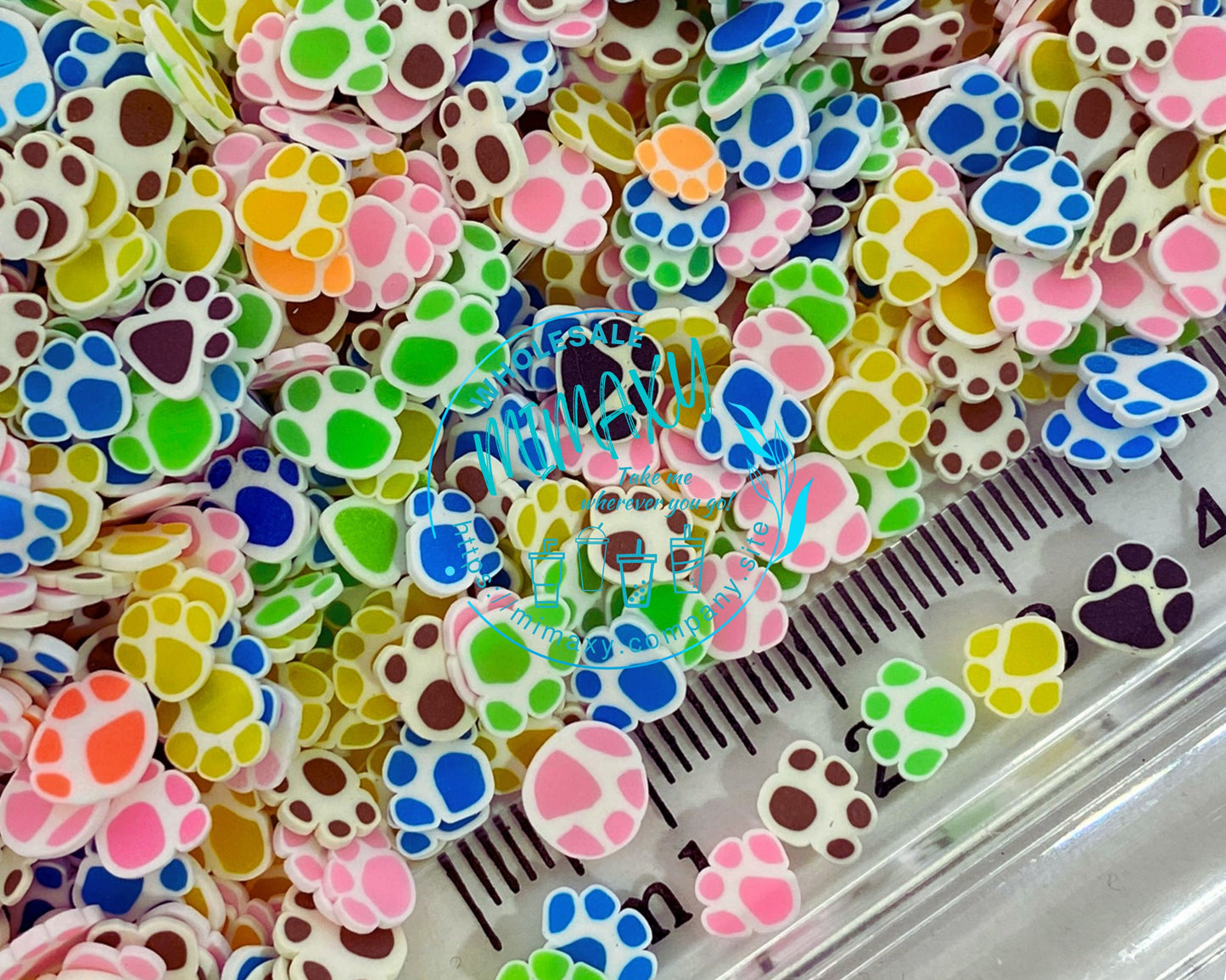 5mm PRINT/ DOGS/ Animal Mix Mixed colors Sprinkle Slime Polymer Clay Slice Slices Fake Bake Nail Art Faux Craft Ships pet kids, PETS 001