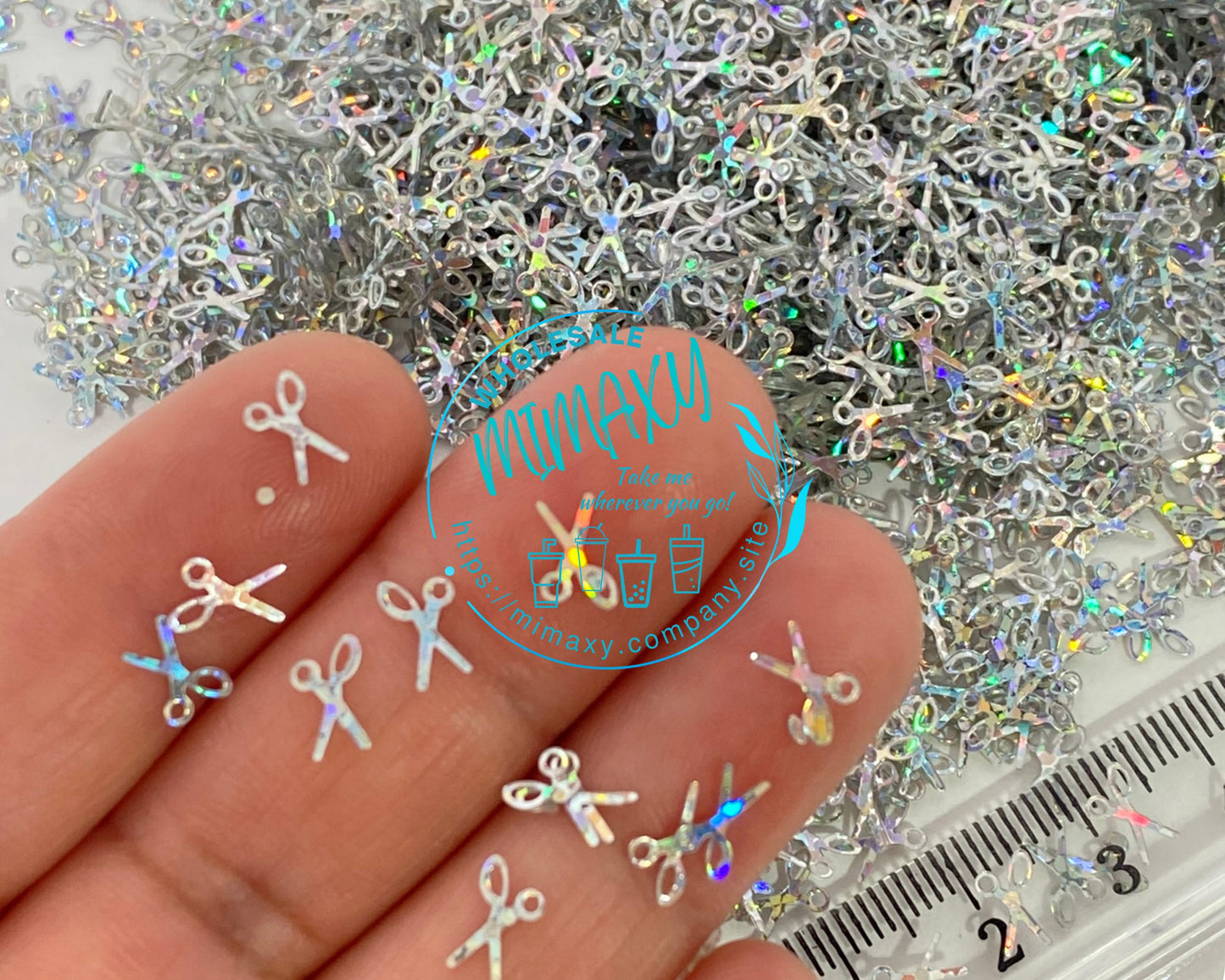 5mm Holographic SCISSORS/shaped glitter/ Sequins / DIY/ Slime/ Fimo/Crafts /Resin art / nail art / SHAPES 006-007