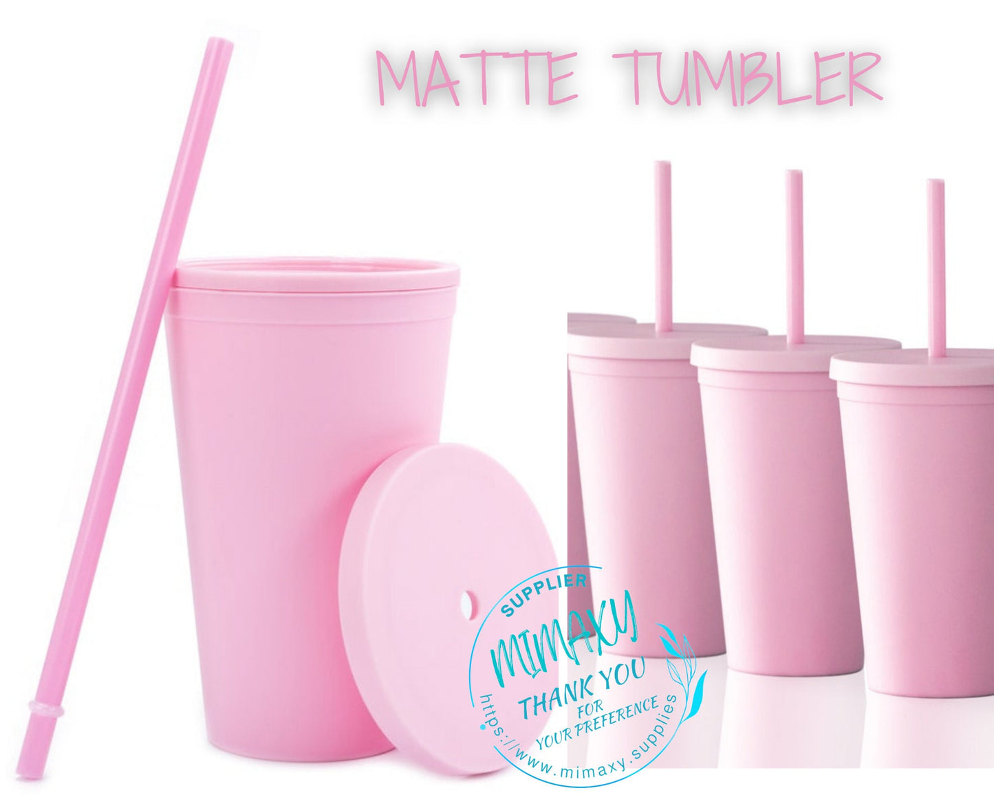 16oz/22oz. Light PINK MATTE Tumbler / Double Wall Acrylic Tumbler, Blank,Pastel, Acrylic Matte Plastic, BPA Free,