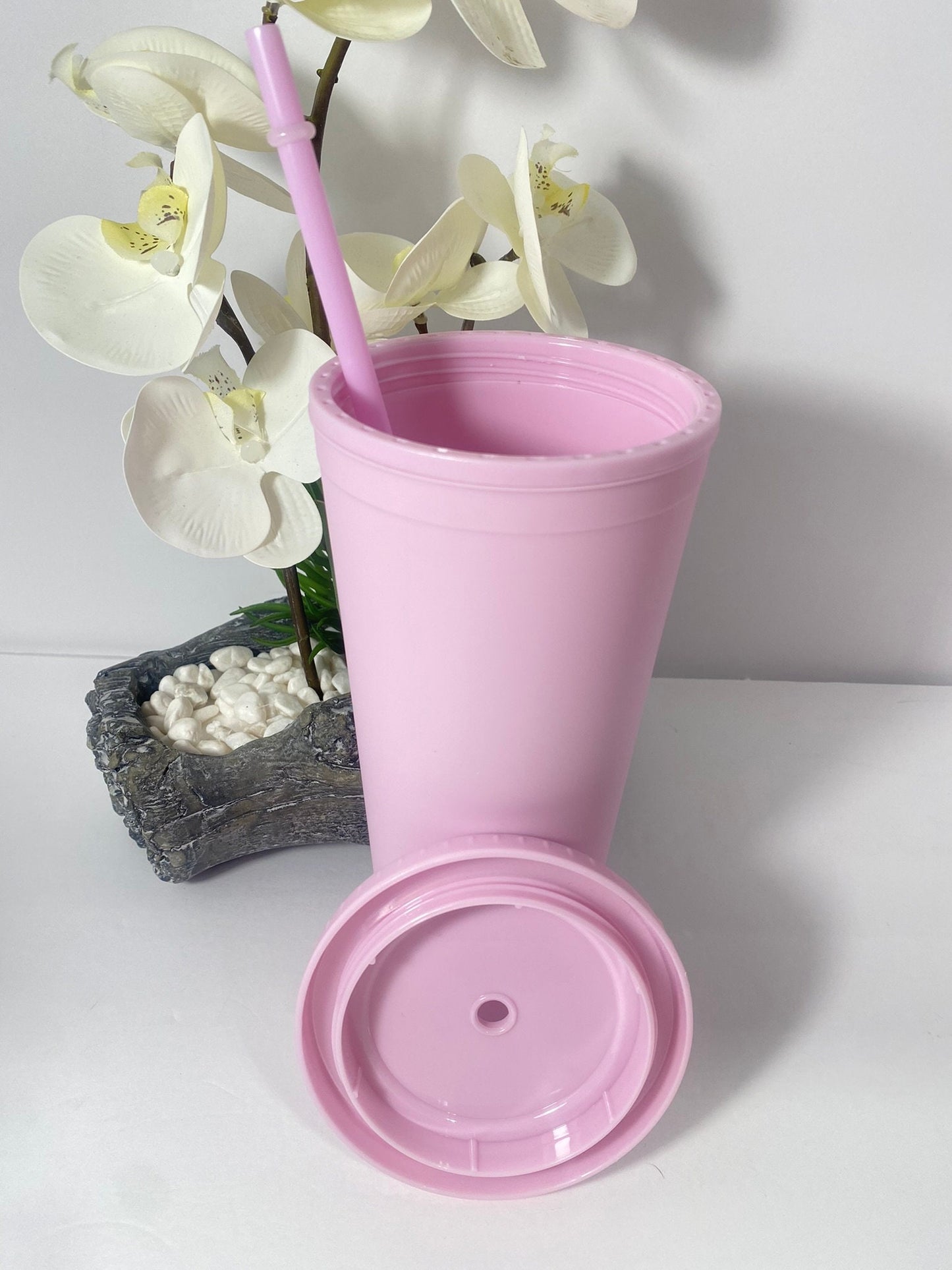 16oz/22oz. Light PINK MATTE Tumbler / Double Wall Acrylic Tumbler, Blank,Pastel, Acrylic Matte Plastic, BPA Free,