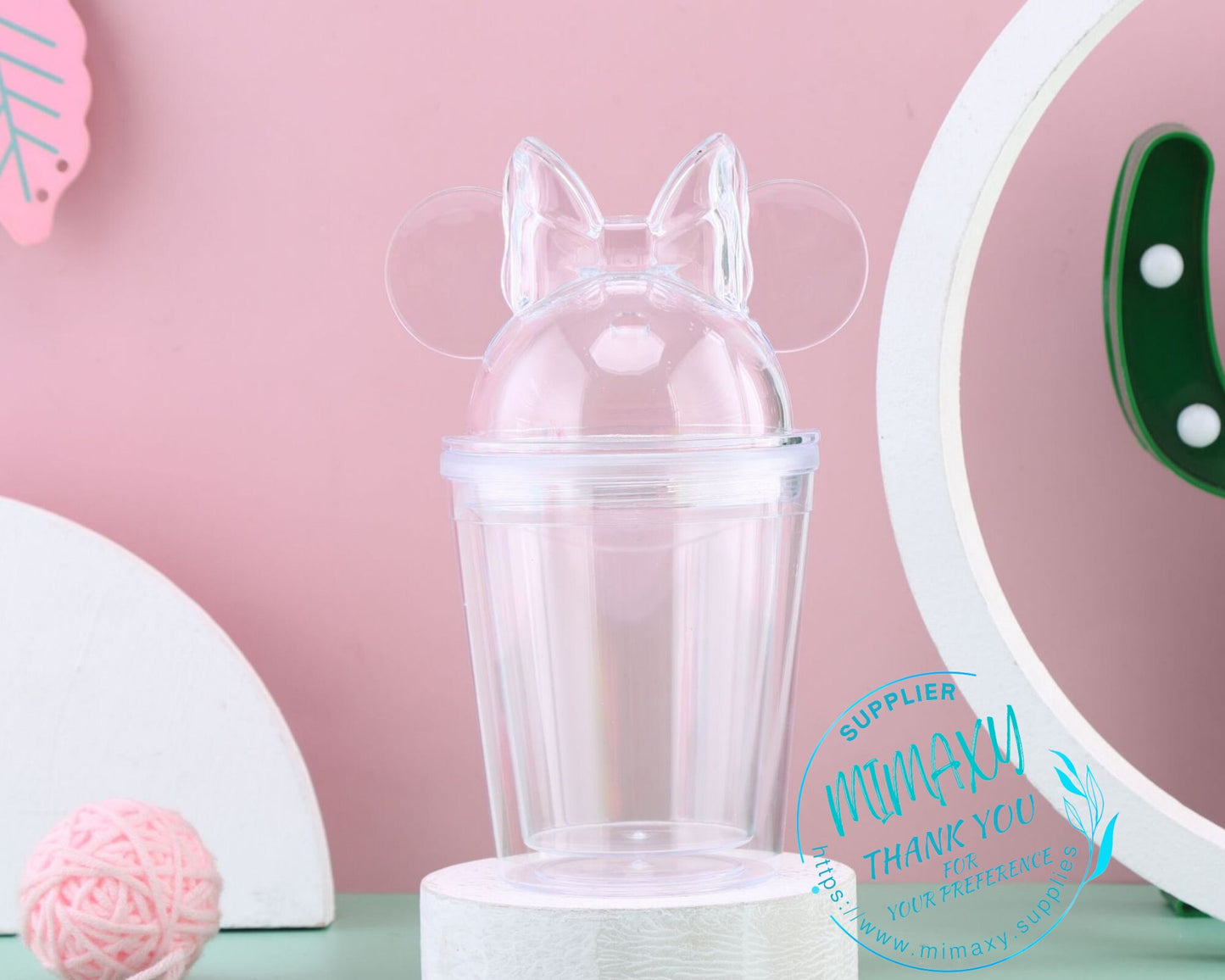 12oz MOUSE TUMBLER, Bow, Cup Tumbler for Kids / Blank/ DIY/ Double Wall Tumbler/Clear Plastic Acrylic Reusable Tumbler /perfect for crafts