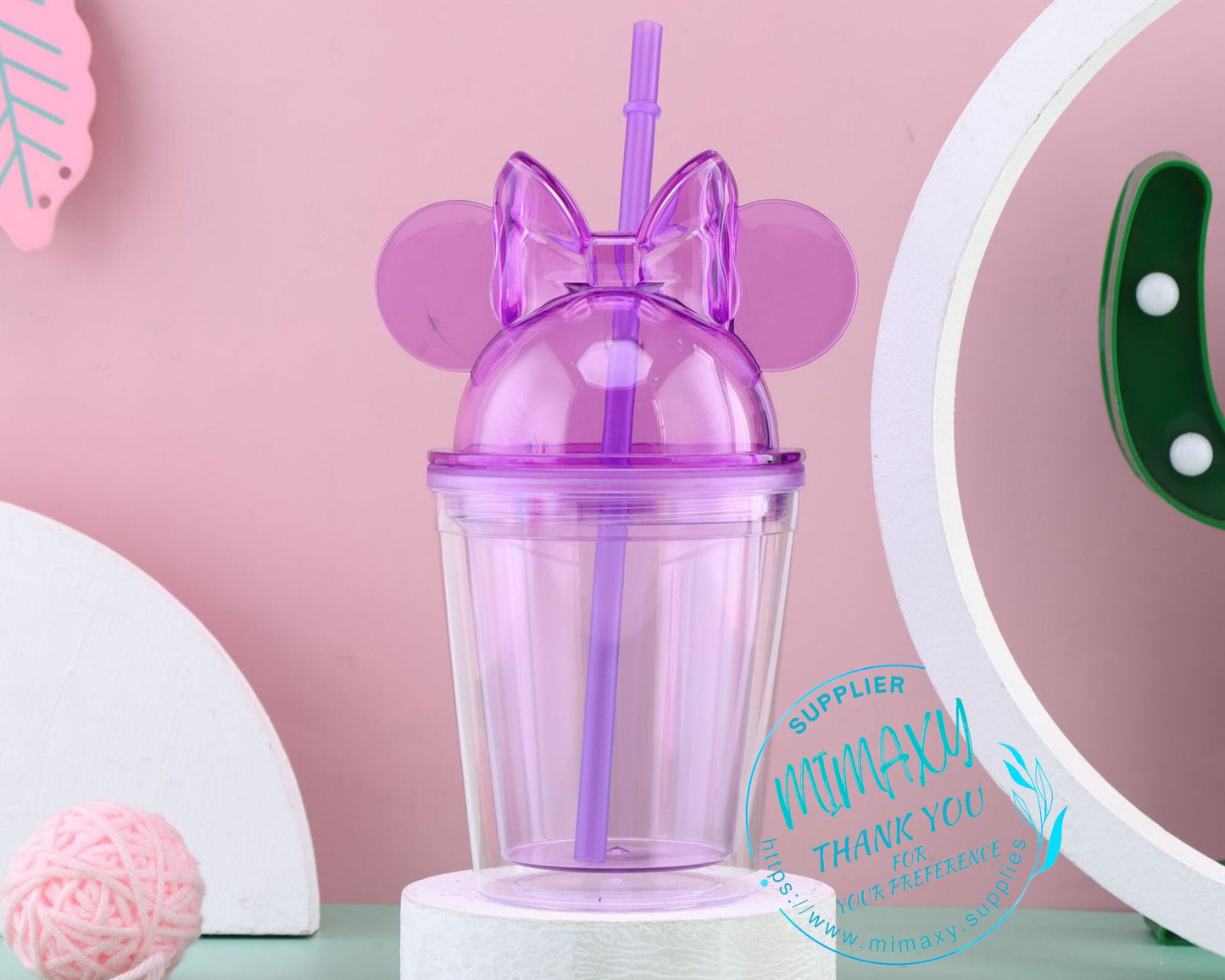12oz MOUSE TUMBLER, Bow, Cup Tumbler for Kids / Blank/ DIY/ Double Wall Tumbler/Clear Plastic Acrylic Reusable Tumbler /perfect for crafts