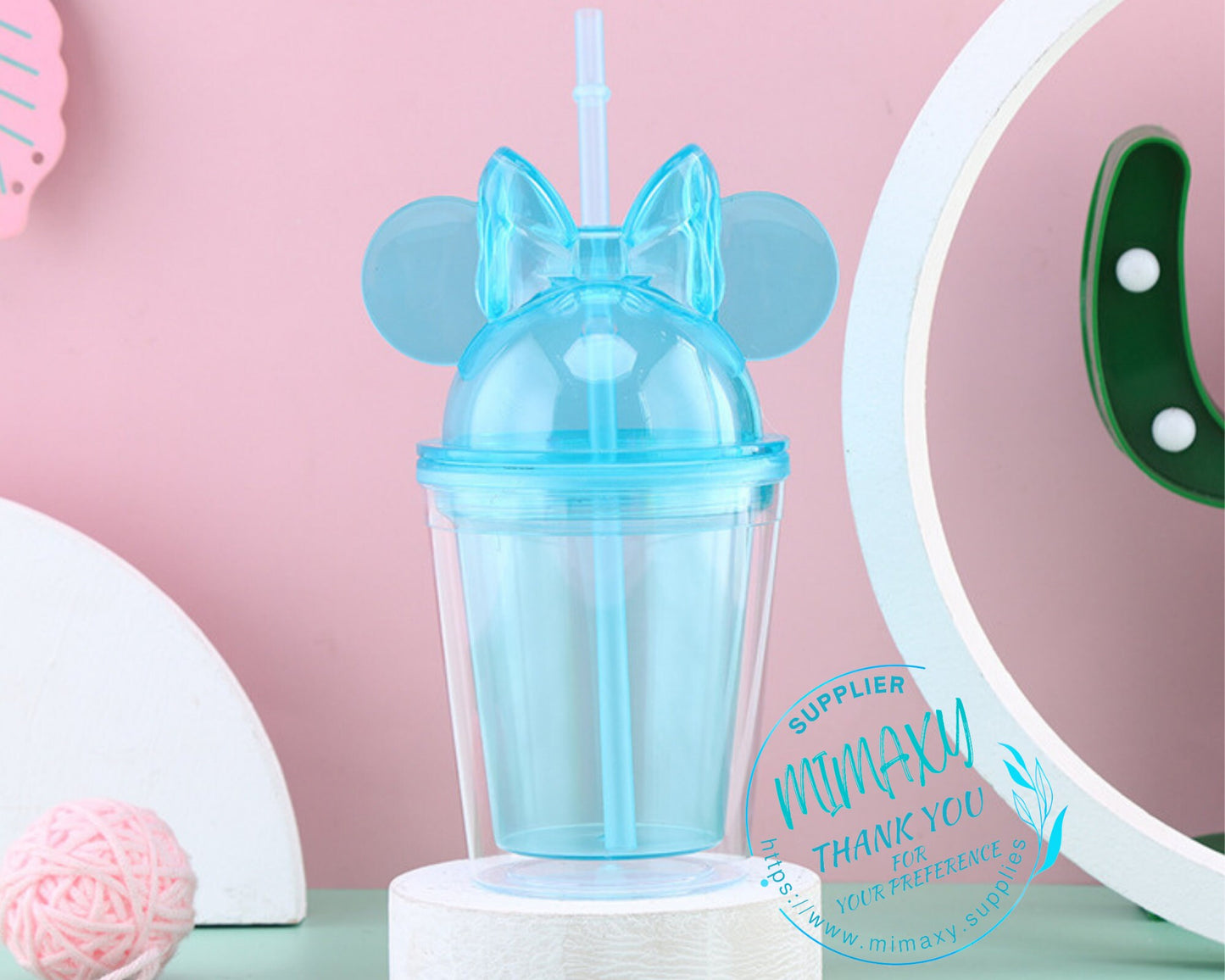 12oz MOUSE TUMBLER, Bow, Cup Tumbler for Kids / Blank/ DIY/ Double Wall Tumbler/Clear Plastic Acrylic Reusable Tumbler /perfect for crafts