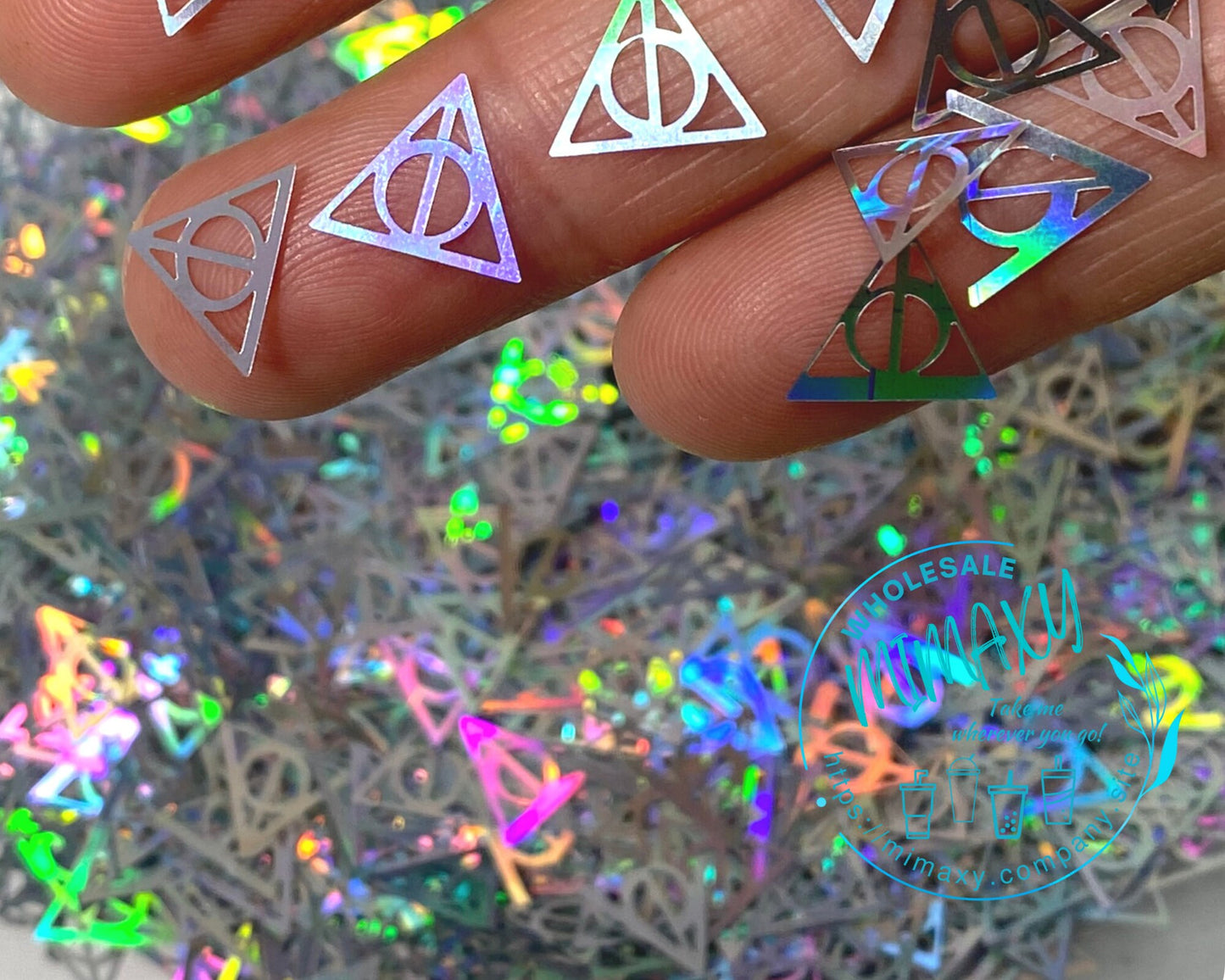10mm Holographic Deathly Triangles, Shaped Glitter, Chunky Glitter Mix, Cosmetic Glitter,Nail Art, Resin art,Snow Globe,Craft. SHAPES 005