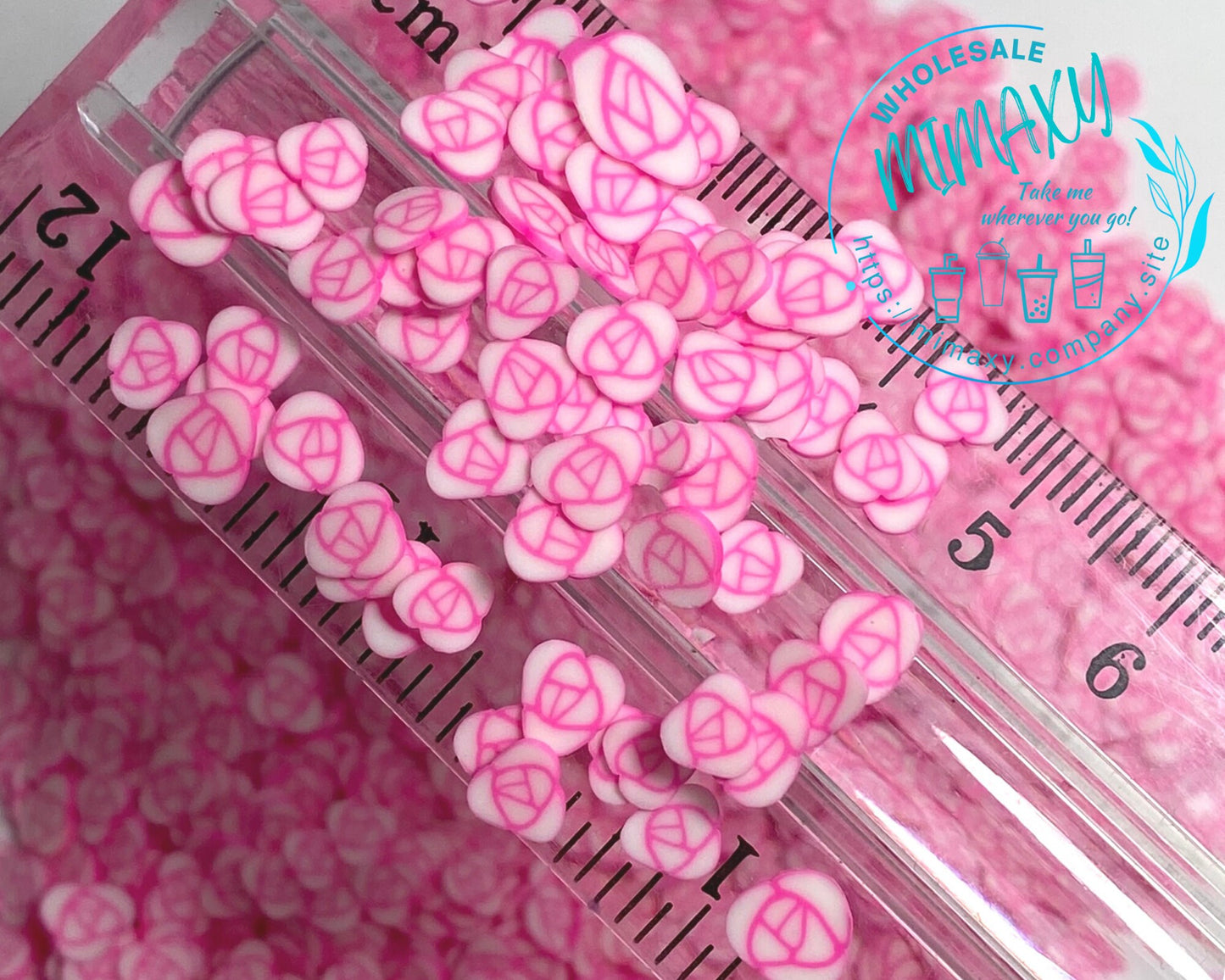 5mm PINK ROSES, Polymer Clay Slices / resin art / nail art / snow globe tumbler / crafts / supplies / Diy / Cute / Flower, ROSES 001