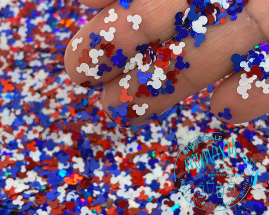 USA Mouse Chunky GLITTER Mix, Shape Gliiter, Cosmetic Glitter, Body Painting, Nail, Resin art, Snow Globe Tumbler, Crafts,America, USA 006