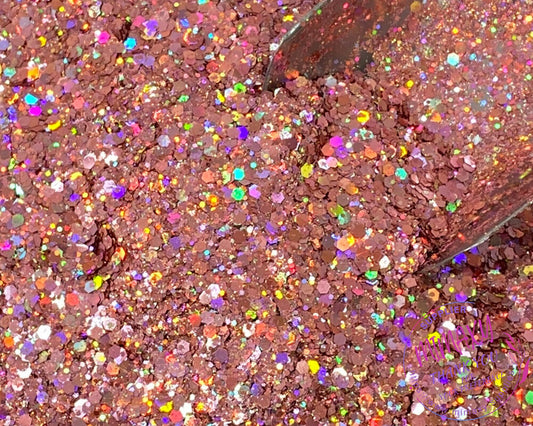 ROSE GOLD Shaped Glitter, CHUNKY Glitter Mix, Cosmetic Glitter,Nail Art, Resin art,Snow Globe Tumbler,Craft, Holographic 001