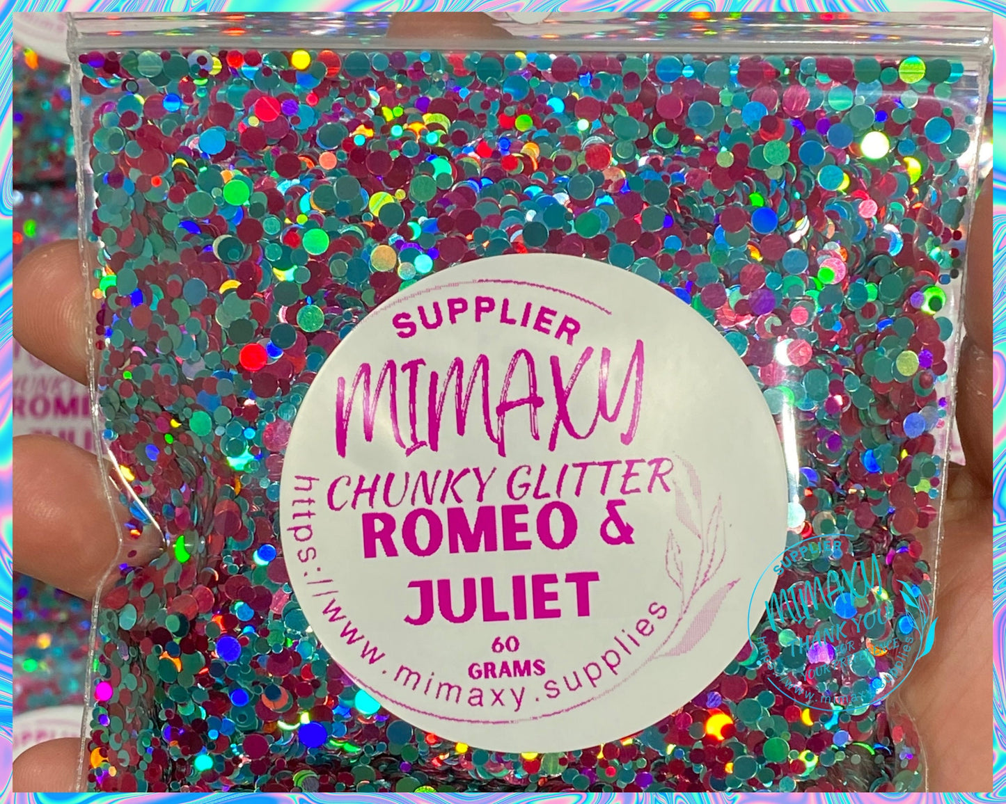 ROMEO & JULIET, Chunky Glitter Mix, Cosmetic Glitter,Nail Art, Resin art,Snow Globe Tumbler,Craft, Shaped Glitter, DOTS 007