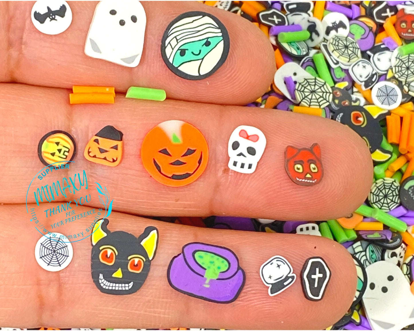 5-10mm HALLOWEEN Mix / Kuwaii /Fimo/Slice Perfect for DIY/Fake Food/Slime/Snow Globe Tumblers/Deco Topping/Fake Dessert, HALLOWEEN 019