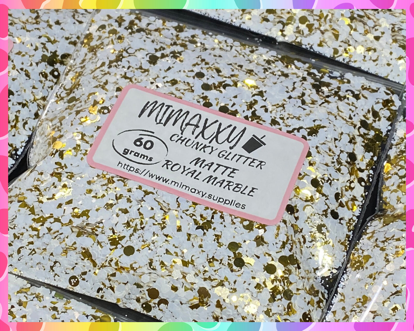 MATTE ROYAL Marble Shaped Glitter, CHUNKY Glitter Mix, Cosmetic Glitter,Nail Art, Resin art,Snow Globe Tumbler,Craft, White 006