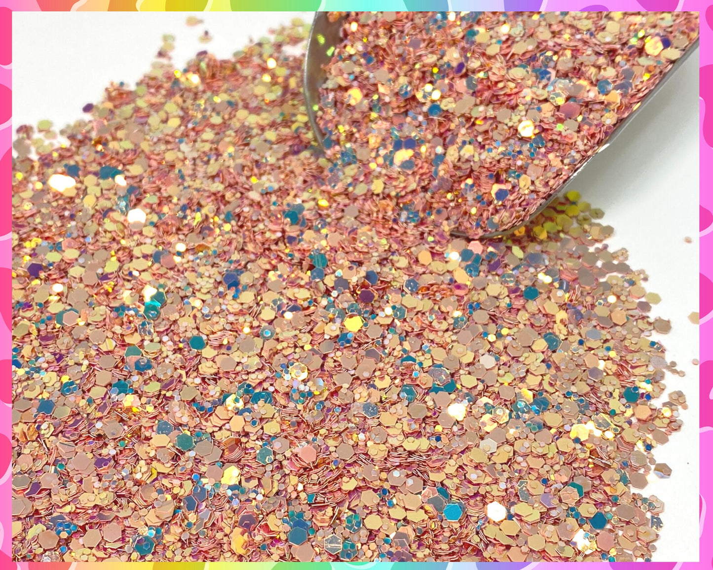 HEART ROSE GOLD, Shaped Glitter, Chunky Glitter Mix, Cosmetic Glitter,Nail Art, Resin art,Snow Globe Tumbler, Opalescent, Chunky 001