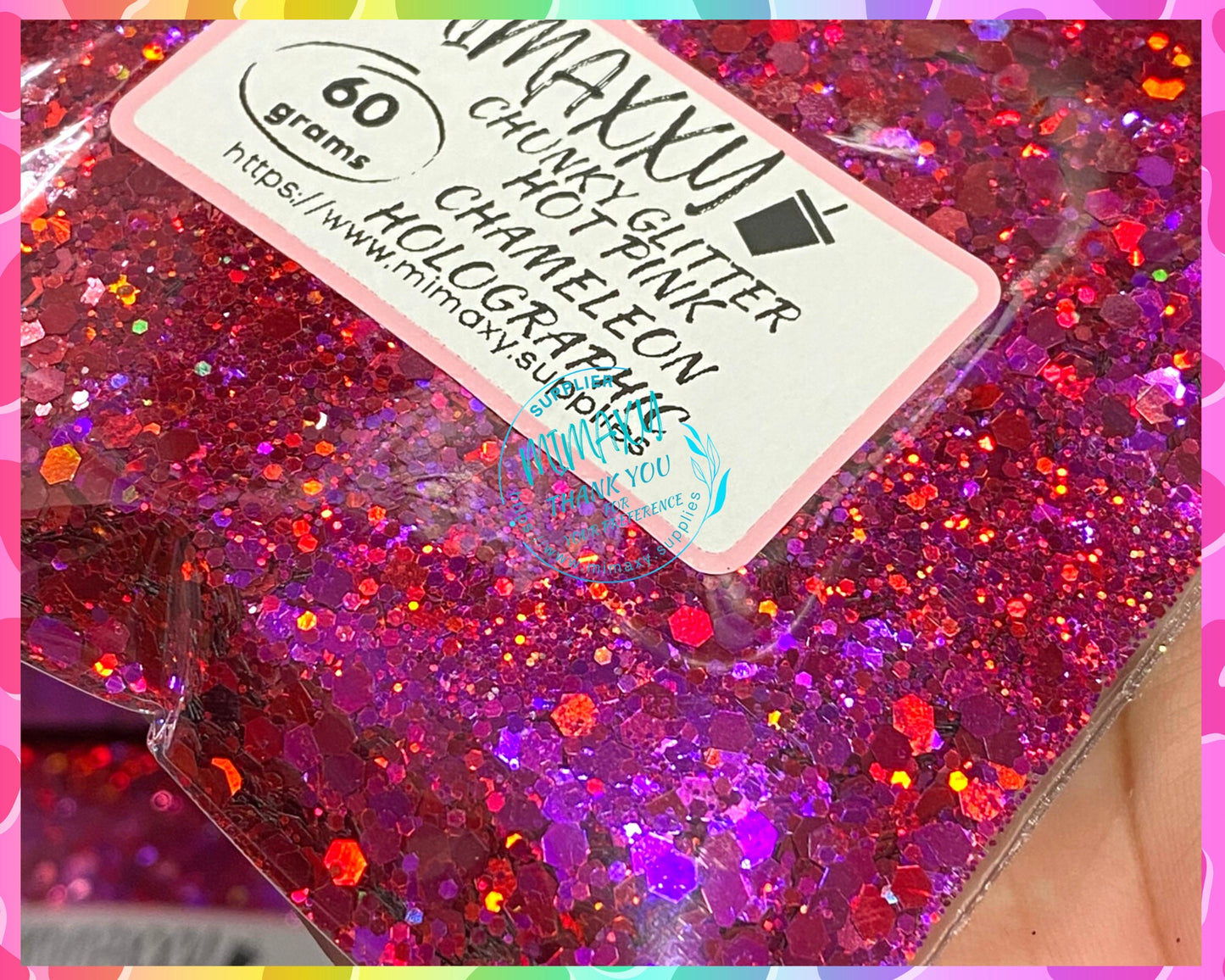 HOT PINK, Shaped Glitter, Chunky Glitter Mix, Cosmetic Glitter,Nail Art, Resin art,Snow Globe Tumbler,Craft, CHAMELEON 004