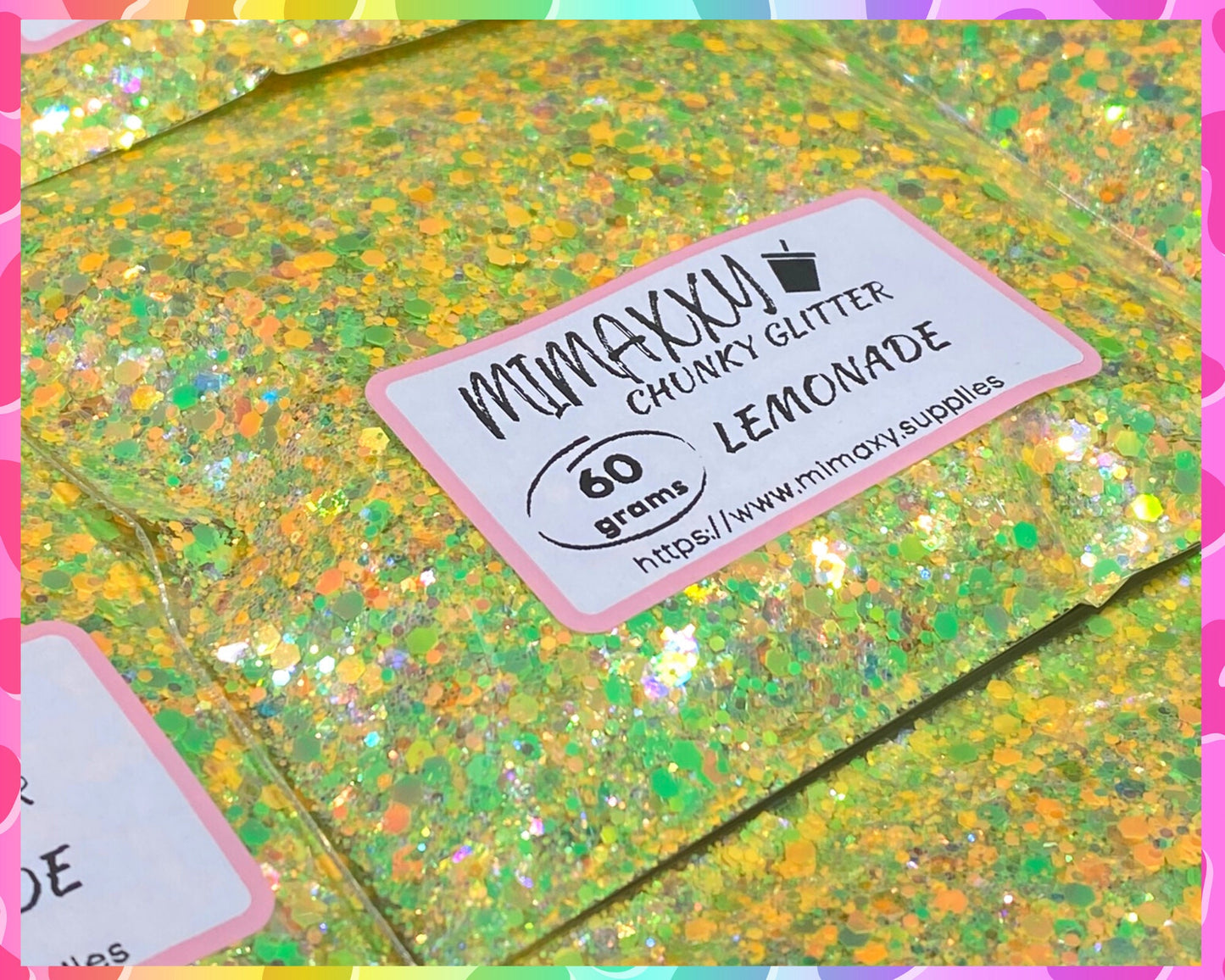 LEMONADE, Shaped Glitter, Chunky Glitter Mix, Cosmetic Glitter,Nail Art, Resin art,Snow Globe Tumbler,Craft, YELLOW, iridescent, Bright 001