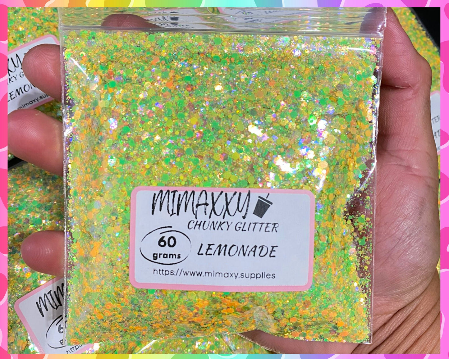 LEMONADE, Shaped Glitter, Chunky Glitter Mix, Cosmetic Glitter,Nail Art, Resin art,Snow Globe Tumbler,Craft, YELLOW, iridescent, Bright 001