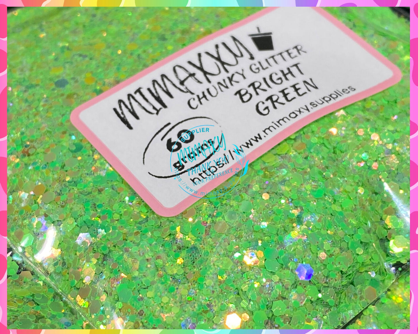 BRIGHT GREEN, Shaped Glitter, Chunky Glitter Mix, Cosmetic Glitter,Nail Art, Resin art,Snow Globe, YELLOW, iridescent, lemon, Bright 003