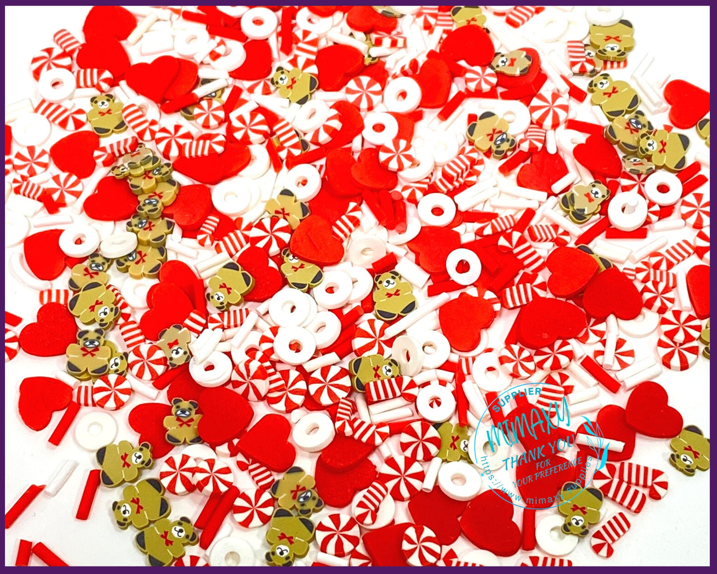5-10 mm CHRISTMAS LOVE Bear Mix , Sprinkle, Slime, Polymer Clay Slices, Fake Bake Nail, Craft Ships, mint, Pinwheel, winter, XMAS 002