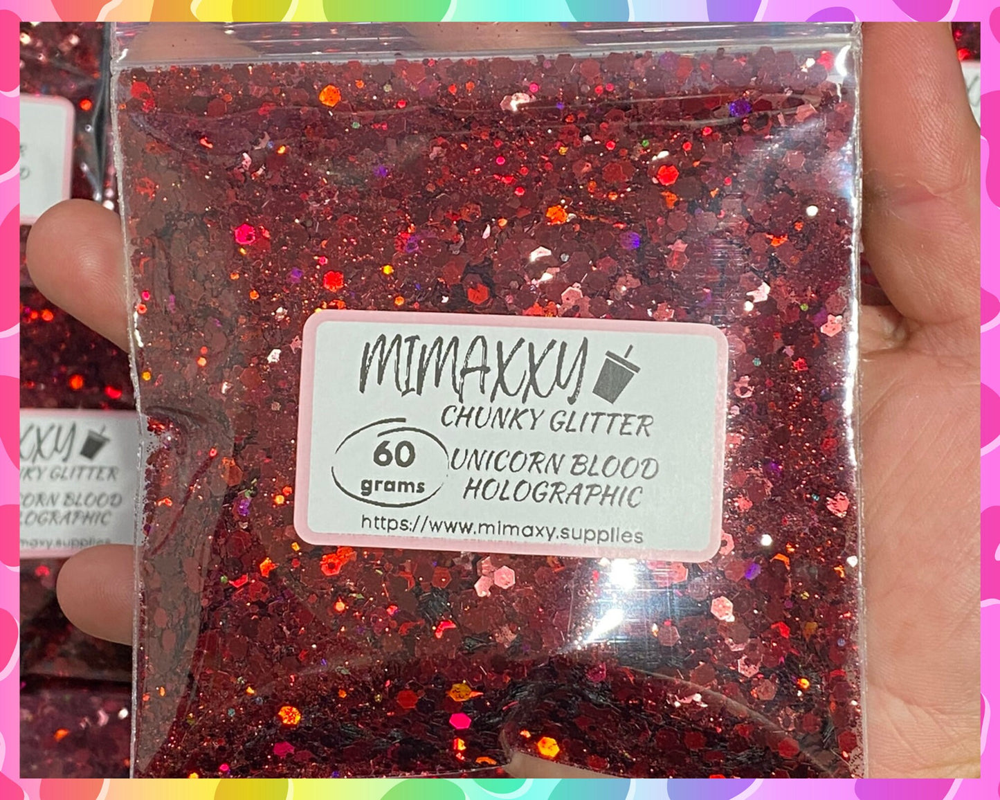 UNICORN BLOOD, Shaped Glitter, Chunky Glitter Mix, Cosmetic Glitter,Nail Art, Resin art,Snow Globe, Hallloween, Christmas, Holographic 004