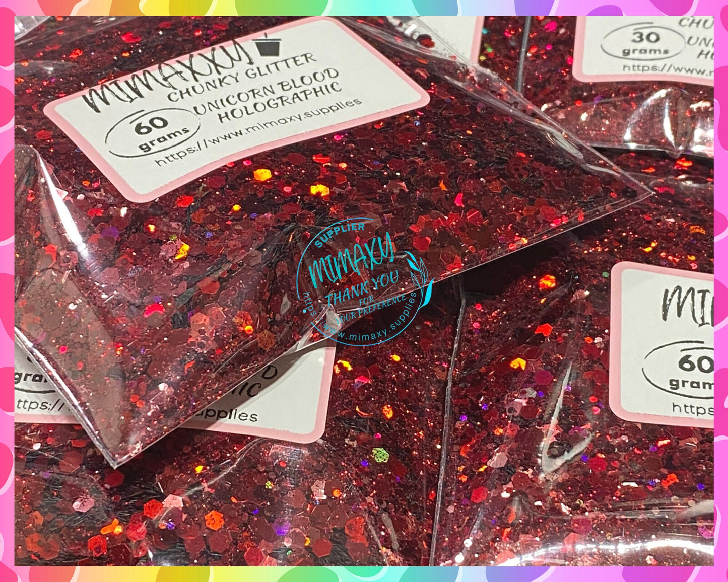 UNICORN BLOOD, Shaped Glitter, Chunky Glitter Mix, Cosmetic Glitter,Nail Art, Resin art,Snow Globe, Hallloween, Christmas, Holographic 004