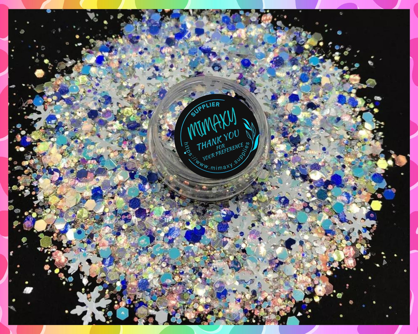 FROZEN CHRISTMAS ,CHUNKY Glitter Mix, Shape Gliiter, Cosmetic Glitter, Body Painting,Nail Art, Resin art,Snow Globe Tumbler,Craft, Xmas 15