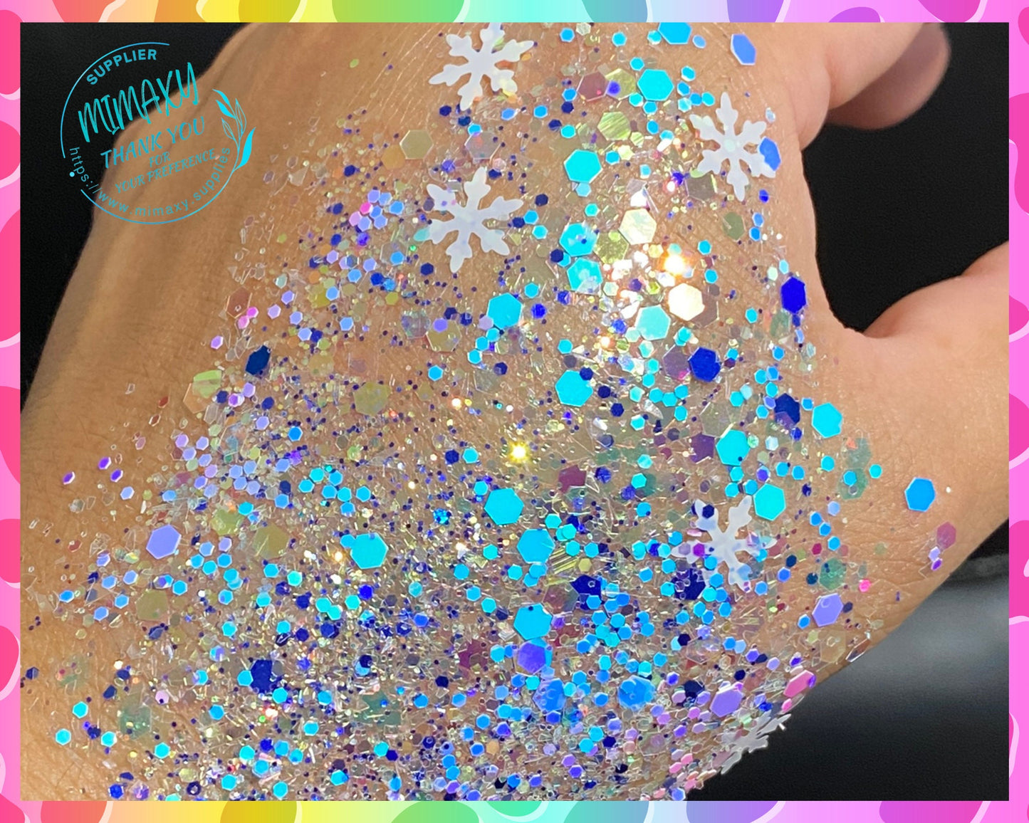 FROZEN CHRISTMAS ,CHUNKY Glitter Mix, Shape Gliiter, Cosmetic Glitter, Body Painting,Nail Art, Resin art,Snow Globe Tumbler,Craft, Xmas 15