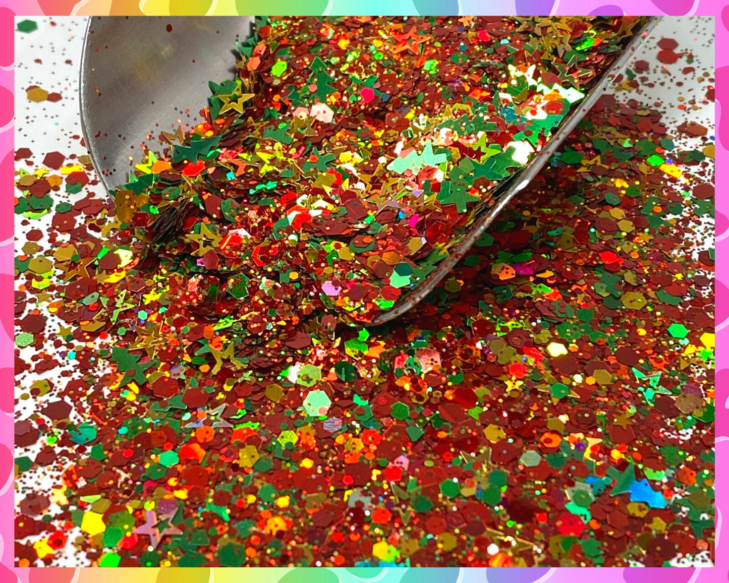 CHRISTMAS TREE ,CHUNKY Glitter Mix, Shape Gliiter, Cosmetic Glitter, Body Painting,Nail Art, Resin art,Snow Globe Tumbler,Craft, xmas 16