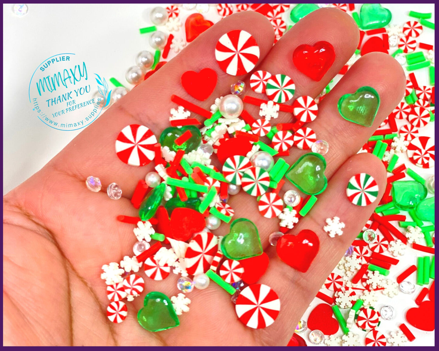 5-10 mm CHRISTMAS LOVE Mix , Sprinkle, Slime, Polymer Clay Slices, Fake Bake Nail, Craft Ships, mint, Pinwheel, winter, snow flake, XMAS 003