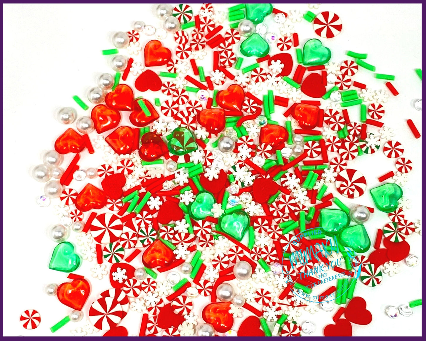 5-10 mm CHRISTMAS LOVE Mix , Sprinkle, Slime, Polymer Clay Slices, Fake Bake Nail, Craft Ships, mint, Pinwheel, winter, snow flake, XMAS 003