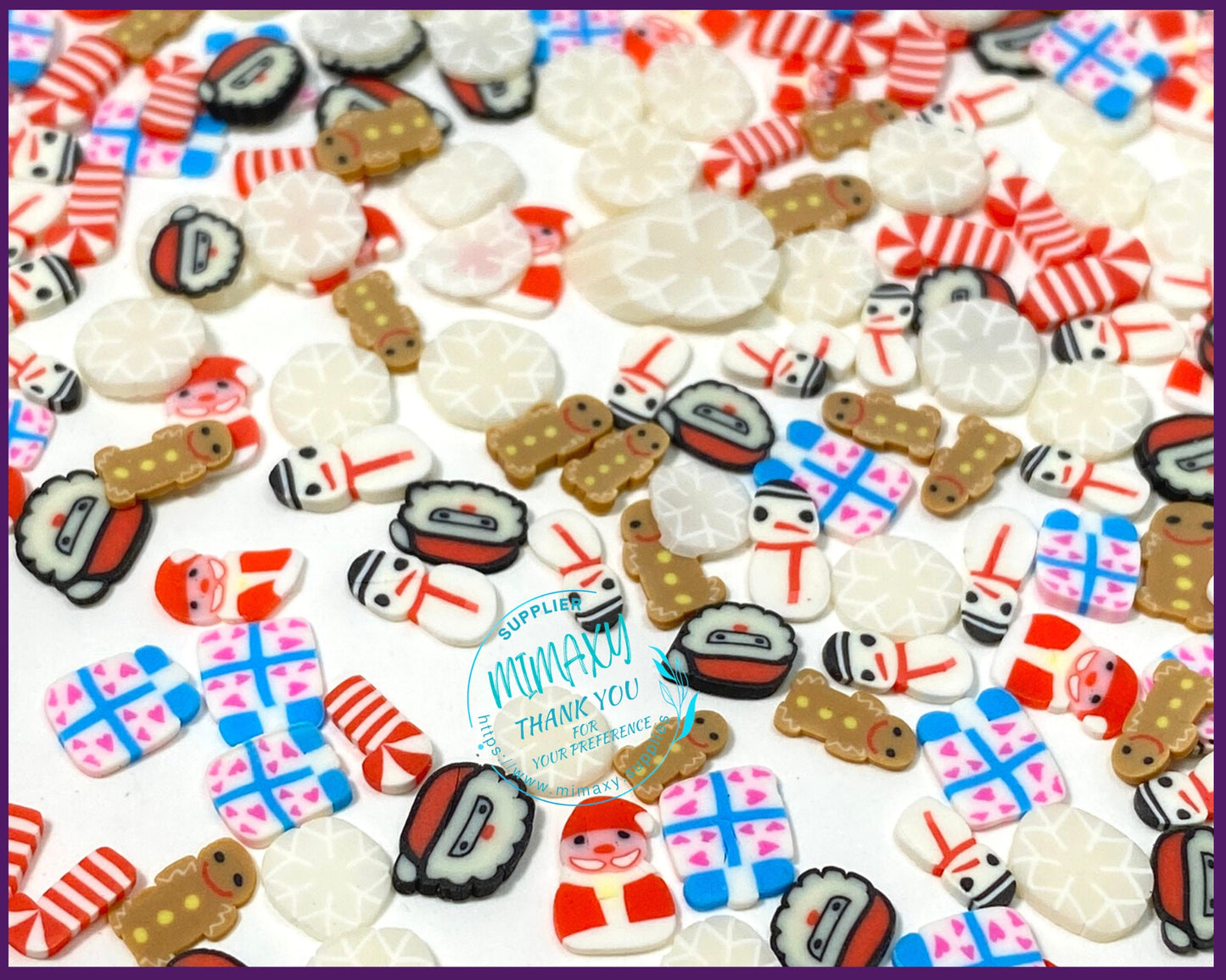 5-10 mm CHRISTMAS GIFT Mix , Sprinkle, Slime, Polymer Clay Slices, Fake Bake Nail, Craft Ships, mint, winter, snow flake, snow man, XMAS 004