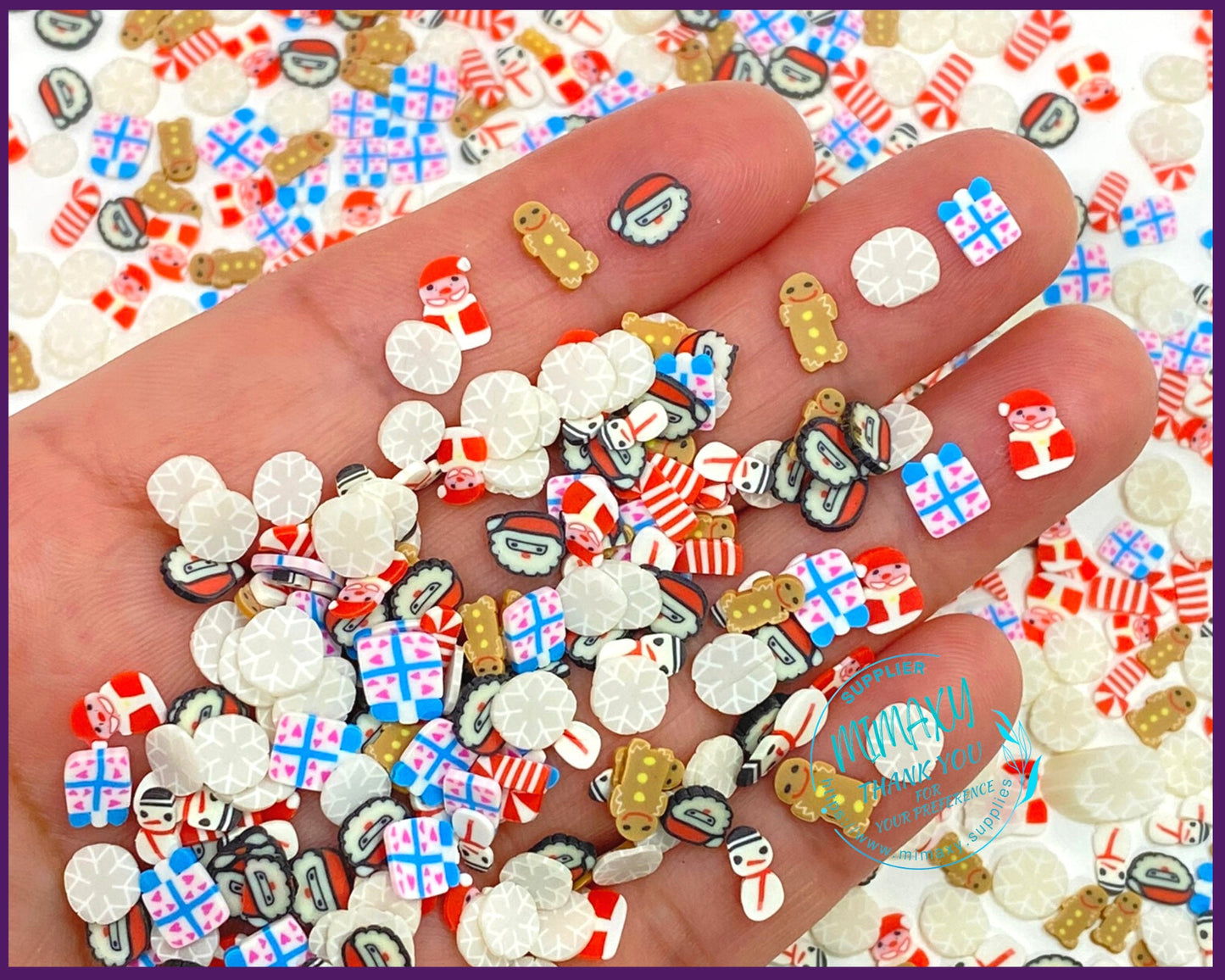 5-10 mm CHRISTMAS GIFT Mix , Sprinkle, Slime, Polymer Clay Slices, Fake Bake Nail, Craft Ships, mint, winter, snow flake, snow man, XMAS 004