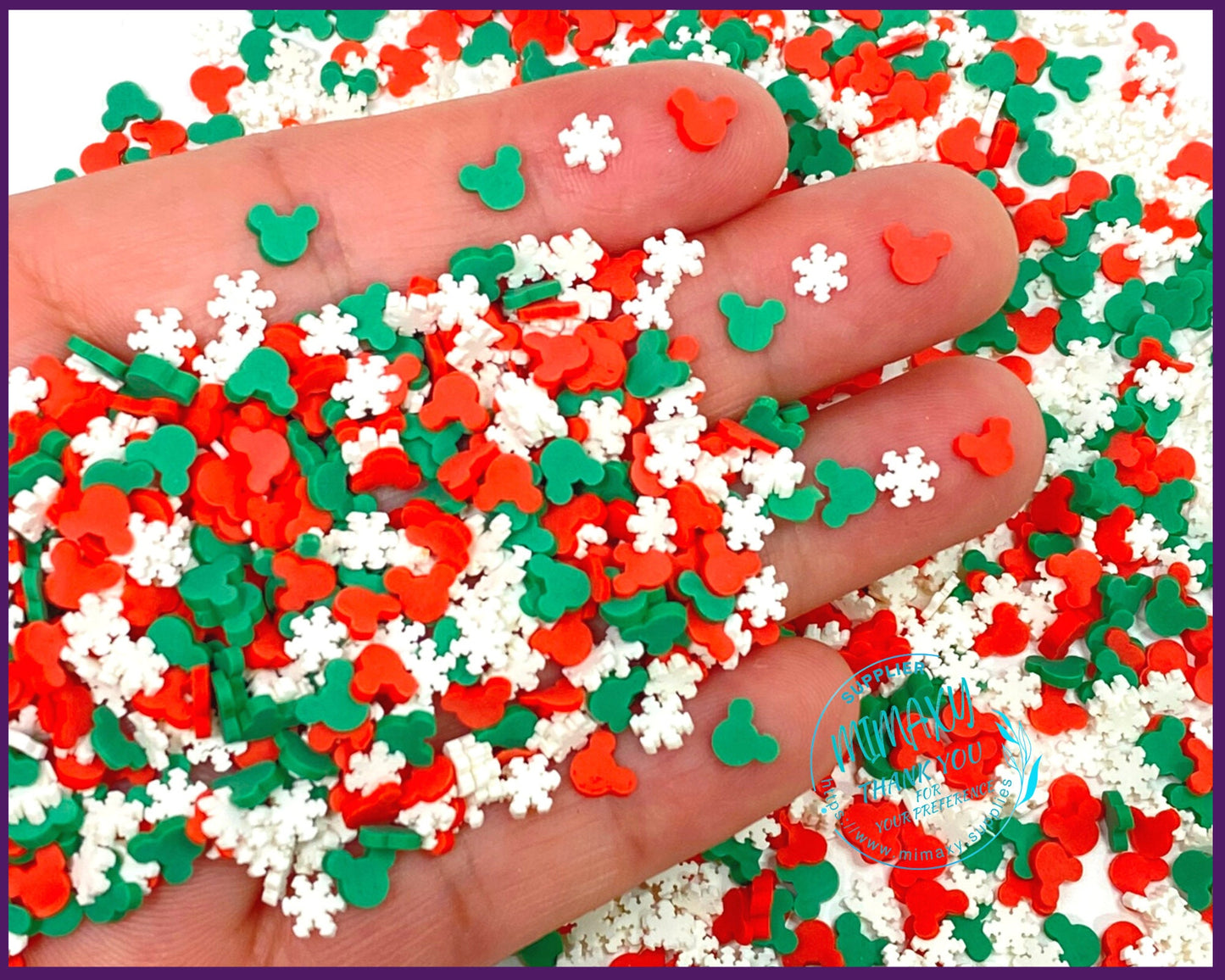 5 mm Christmas Mouse Head, Sprinkle, Slime, Polymer Clay Slices, Fake Bake Nail, Craft Ships, Mickey, winter, snow flake, snow man, XMAS 005