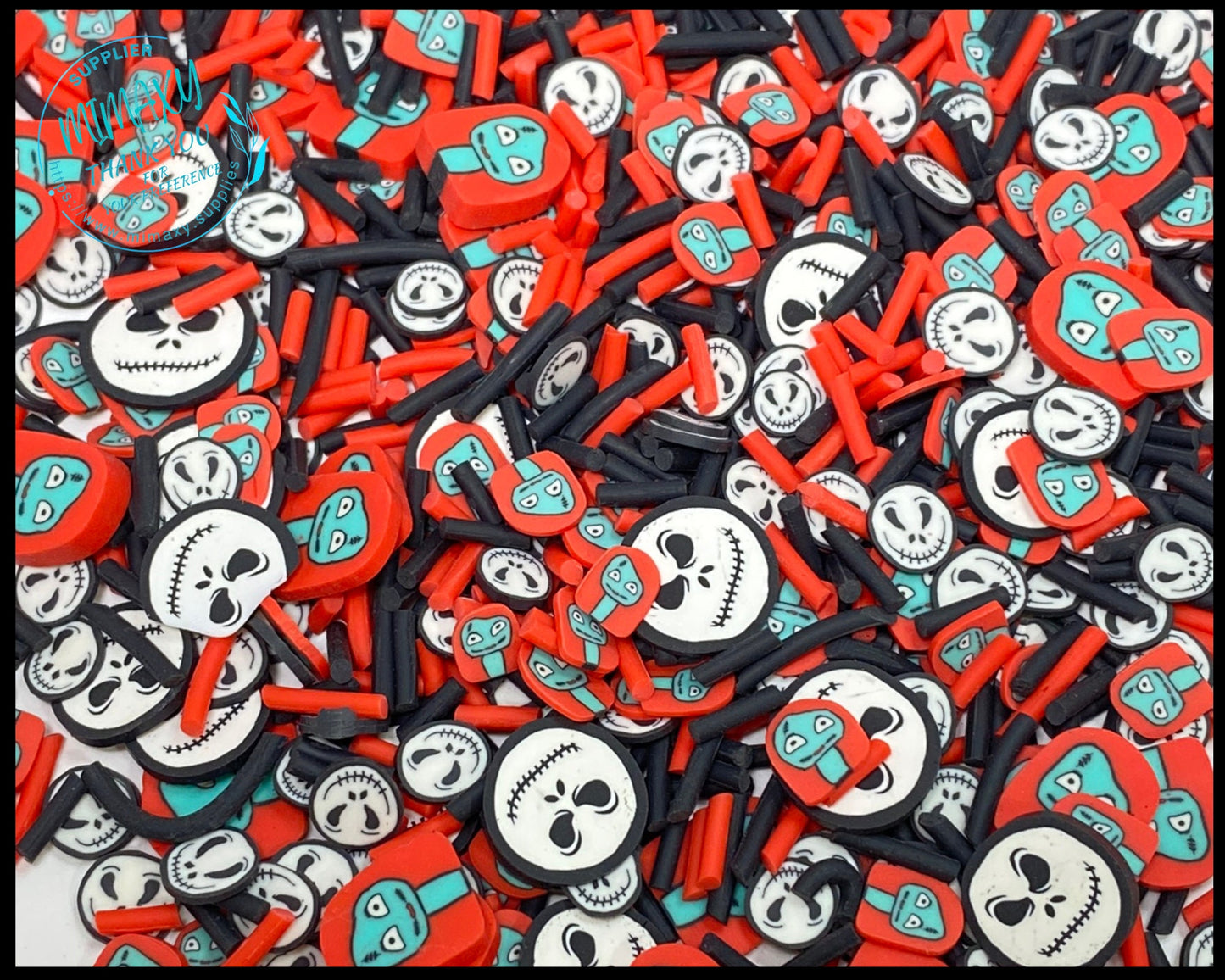 5-10mm JACK And SALLY Mix, Witches brew/ Sprinkle, Slime Polymer Clay Slices, Fake Bake Nail, Craft, Nightmare before xmas, HALLOWEEN 011