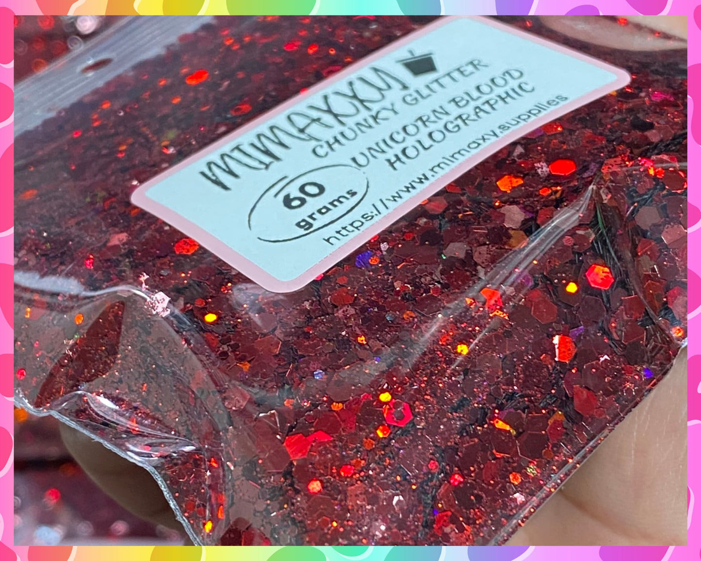 UNICORN BLOOD, Shaped Glitter, Chunky Glitter Mix, Cosmetic Glitter,Nail Art, Resin art,Snow Globe, Hallloween, Christmas, Holographic 004