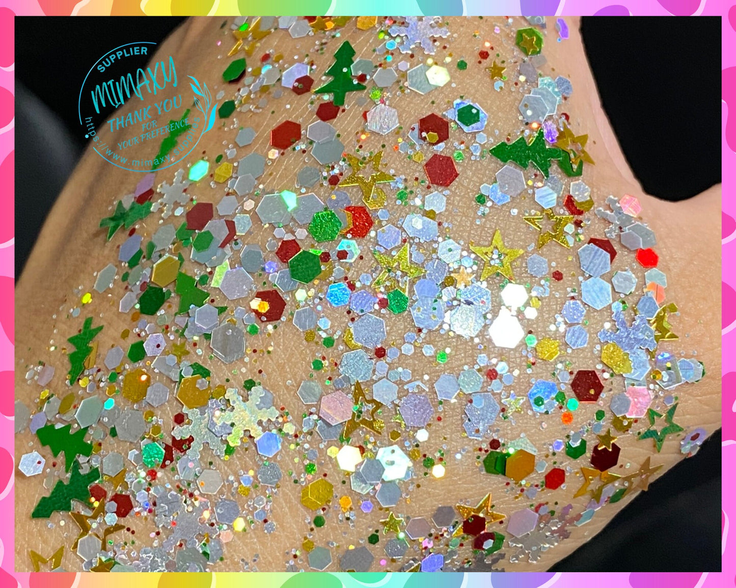 CHRISTMAS TREE ,CHUNKY Glitter Mix, Shape Gliiter, Cosmetic Glitter, Body Painting,Nail Art, Resin art,Snow Globe Tumbler,Craft, xmas 17