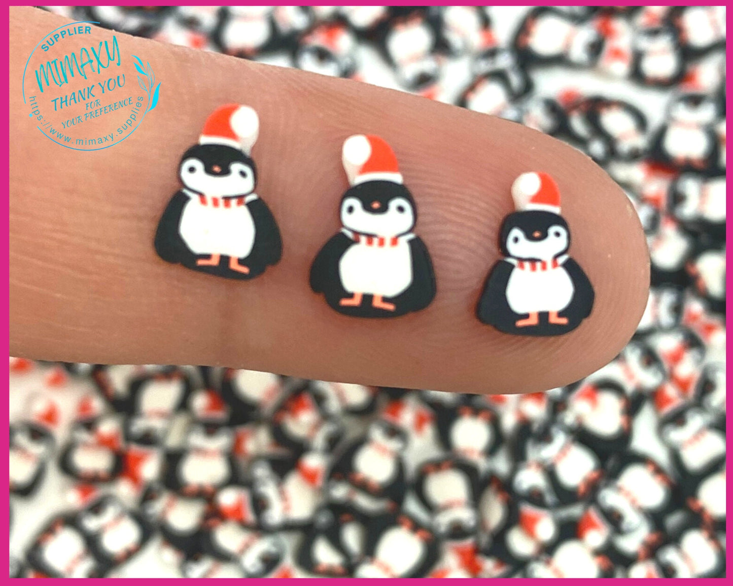 5-10 mm PENGUIN CHRISTMAS , Sprinkle, Slime, Polymer Clay Slices, Fake Bake Nail, Craft Ships, winter, santa, snow, XMAS 026