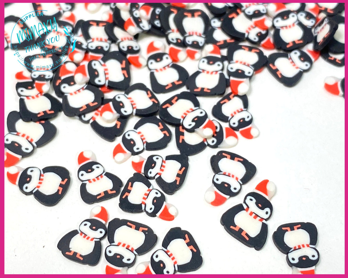 5-10 mm PENGUIN CHRISTMAS , Sprinkle, Slime, Polymer Clay Slices, Fake Bake Nail, Craft Ships, winter, santa, snow, XMAS 026