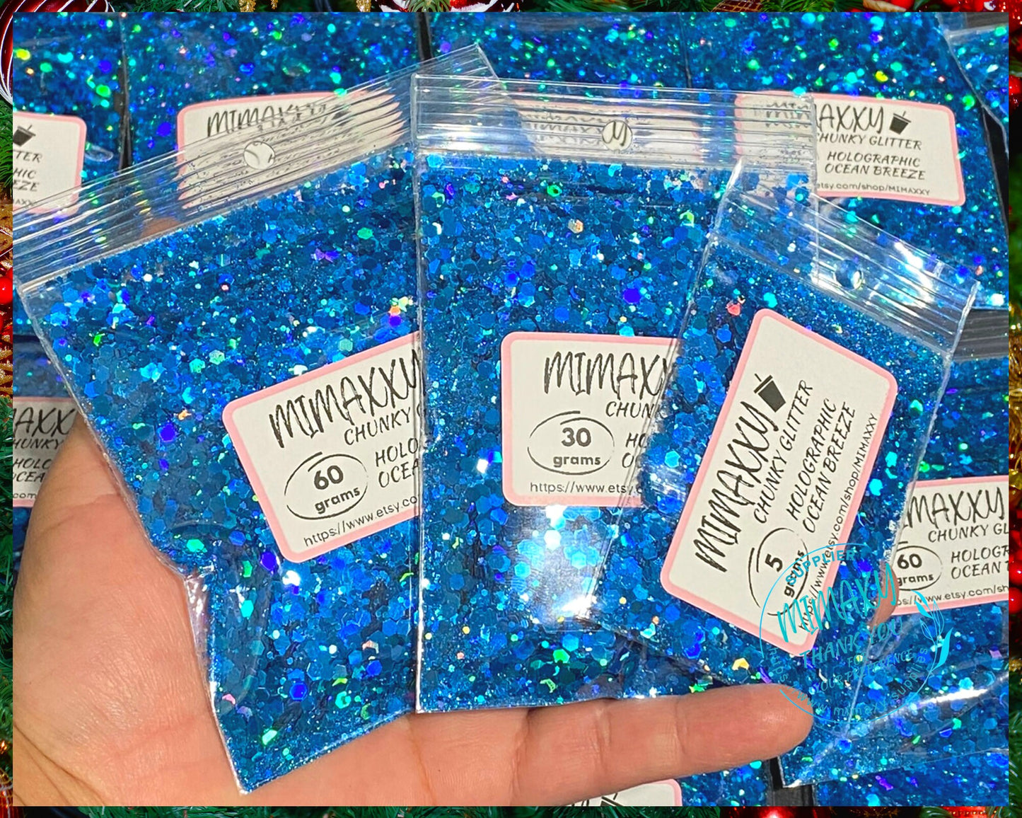 OCEAN BREEZE Holographic, Shaped Glitter, CHUNKY Glitter Mix, Cosmetic Glitter,Nail Art, Resin art,Snow Globe Tumbler,Craft, Holographic 011