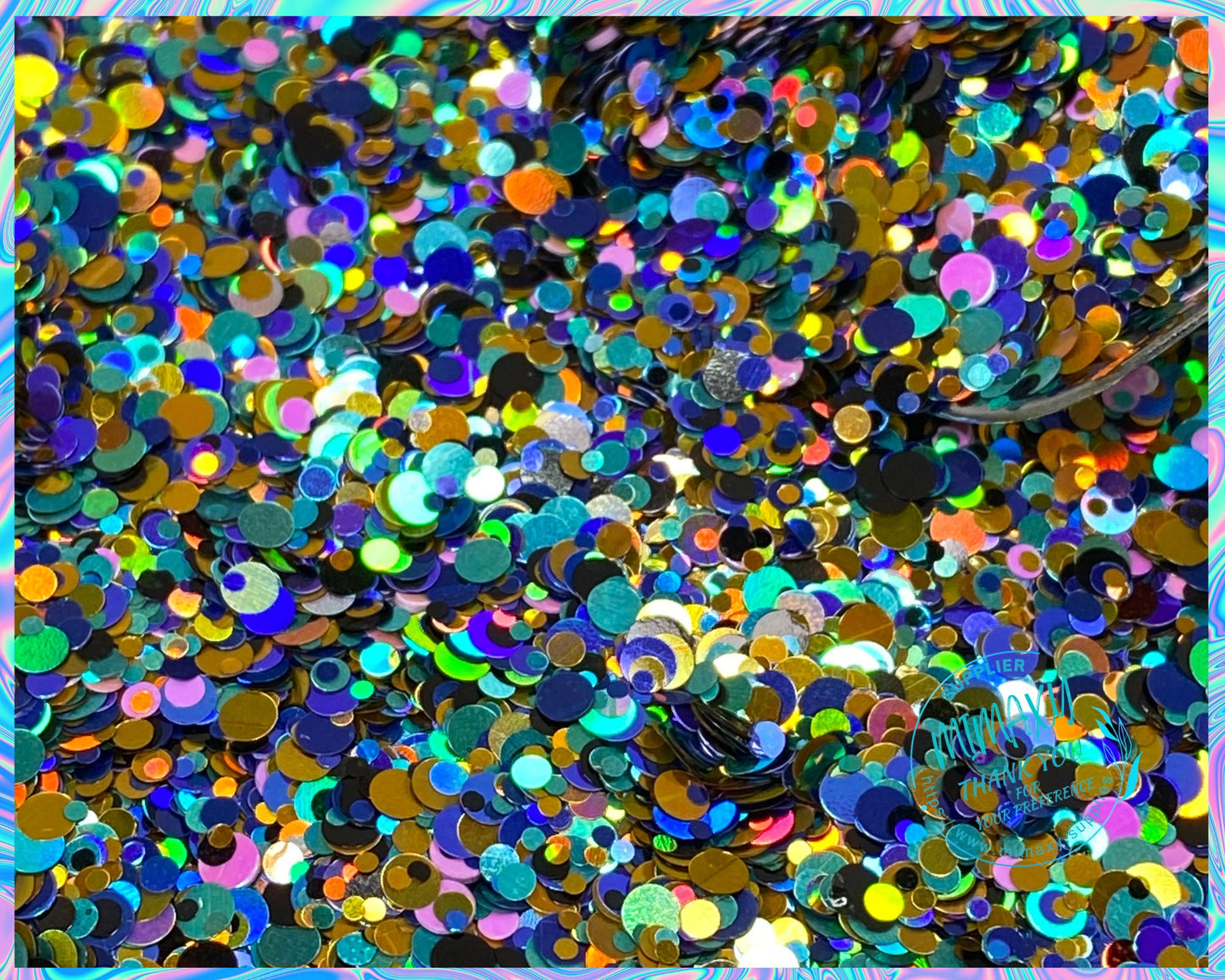 PIRATE SHIP, Chunky Glitter Mix, Cosmetic Glitter,Nail Art, Resin art,Snow Globe Tumbler,Craft, Shaped Glitter, blue, gold, teal, DOTS 003