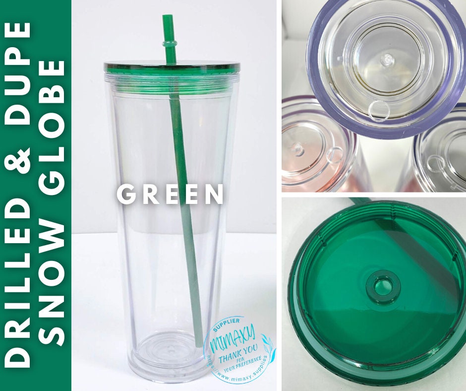 24 oz. ACRYLIC Tumbler / Double Wall Acrylic Tumbler / save time / Tumbler for snowglobe with hole / Bpa Free / Reusable, DRILLED