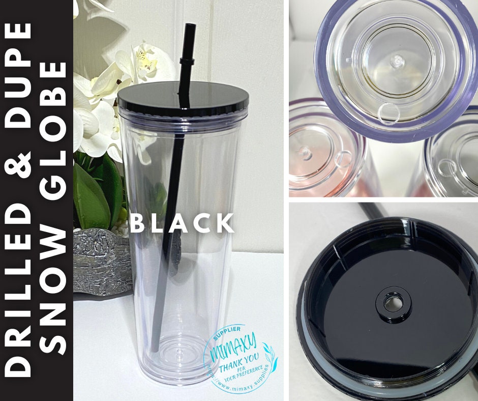 24 oz. ACRYLIC Tumbler / Double Wall Acrylic Tumbler / save time / Tumbler for snowglobe with hole / Bpa Free / Reusable, DRILLED