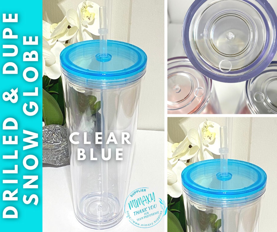 24 oz. ACRYLIC Tumbler / Double Wall Acrylic Tumbler / save time / Tumbler for snowglobe with hole / Bpa Free / Reusable, DRILLED