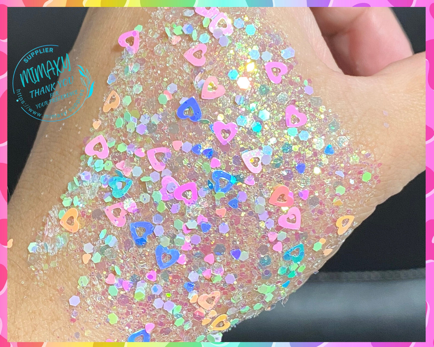 KISS ME Slowly ,Shaped Glitter, Chunky Glitter Mix, Cosmetic, Nail Art, Resin art,Snow Globe Tumbler, Valentine, lips, kiss, heart. LOVE 005