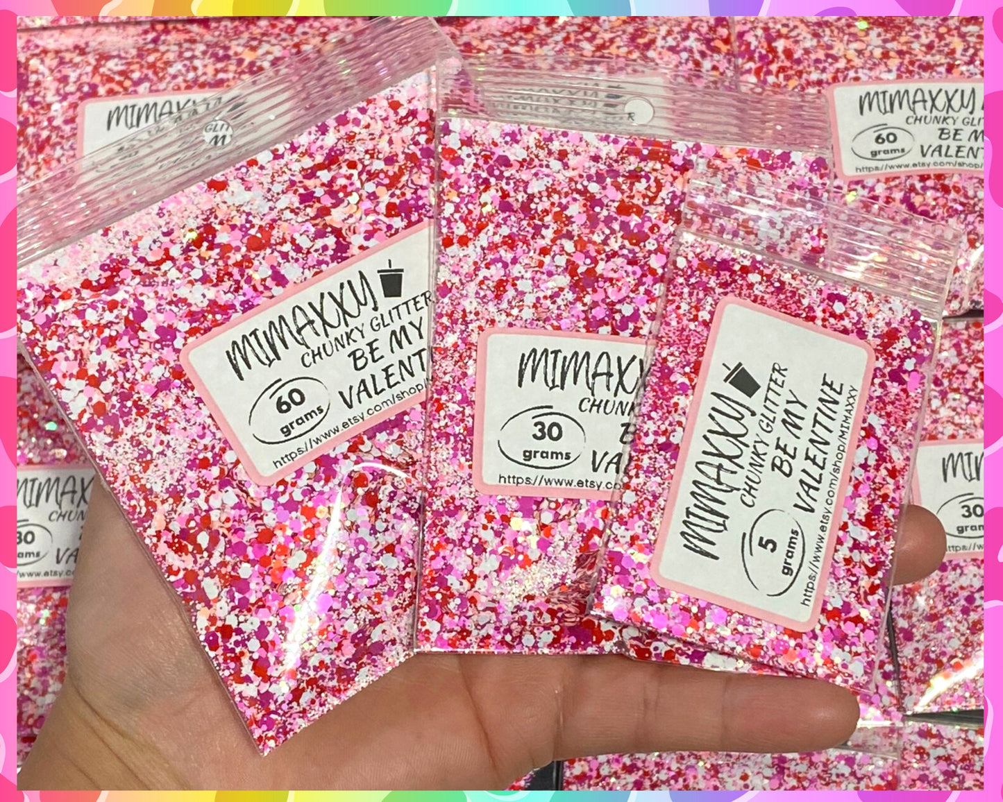 BE MY VALENTINE, Chunky Glitter Mix, Cosmetic Glitter,Nail Art, Resin art,Snow Globe Tumbler,Craft, Shaped Glitter, Mix 19