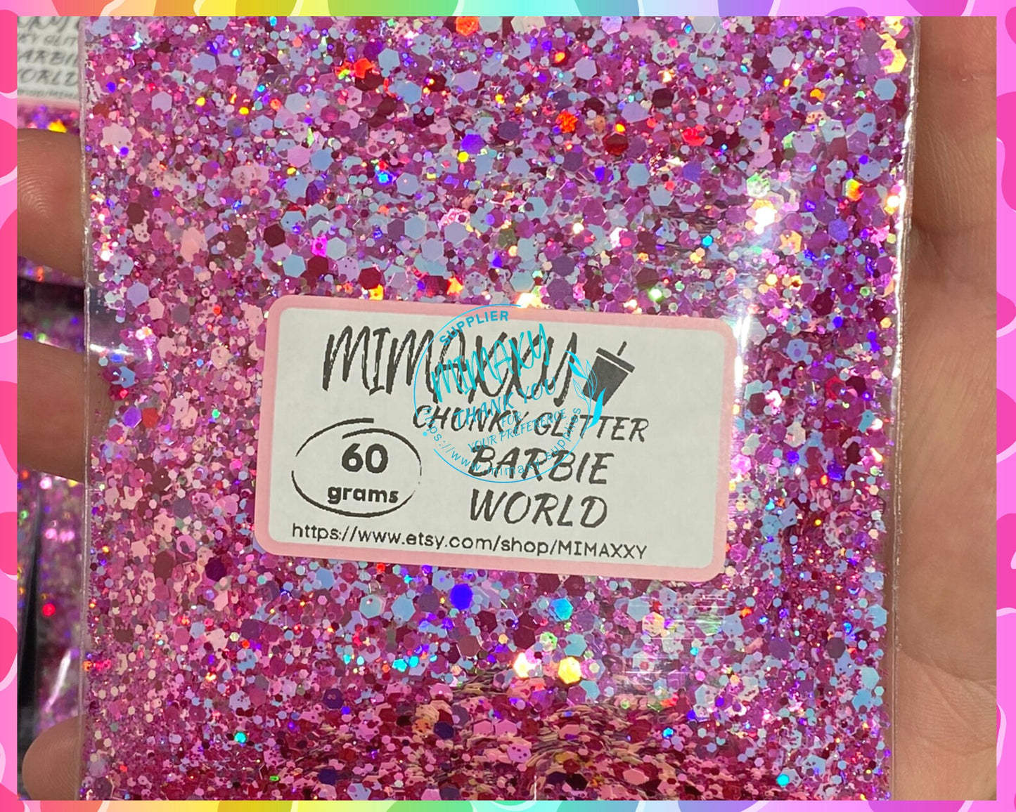 BARBY WORLD, Chunky Glitter Mix, Cosmetic Glitter,Nail Art, Resin art,Snow Globe Tumbler,Craft, Shaped Glitter, holographic, MIX 20