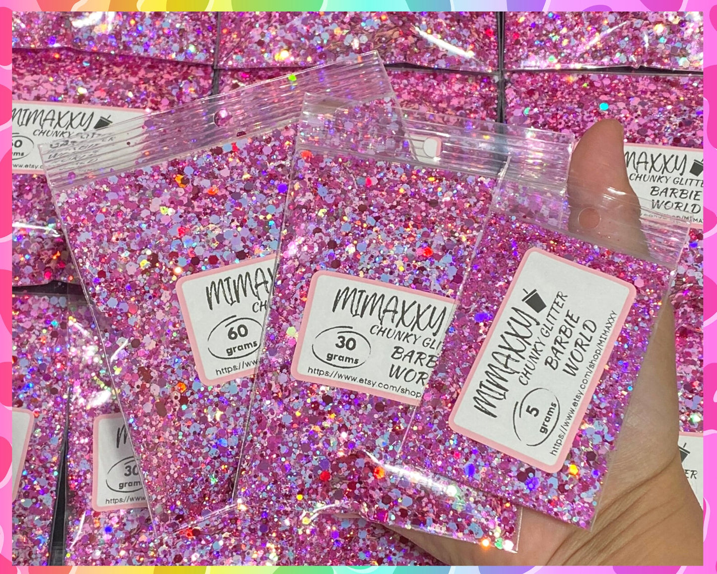 BARBY WORLD, Chunky Glitter Mix, Cosmetic Glitter,Nail Art, Resin art,Snow Globe Tumbler,Craft, Shaped Glitter, holographic, MIX 20