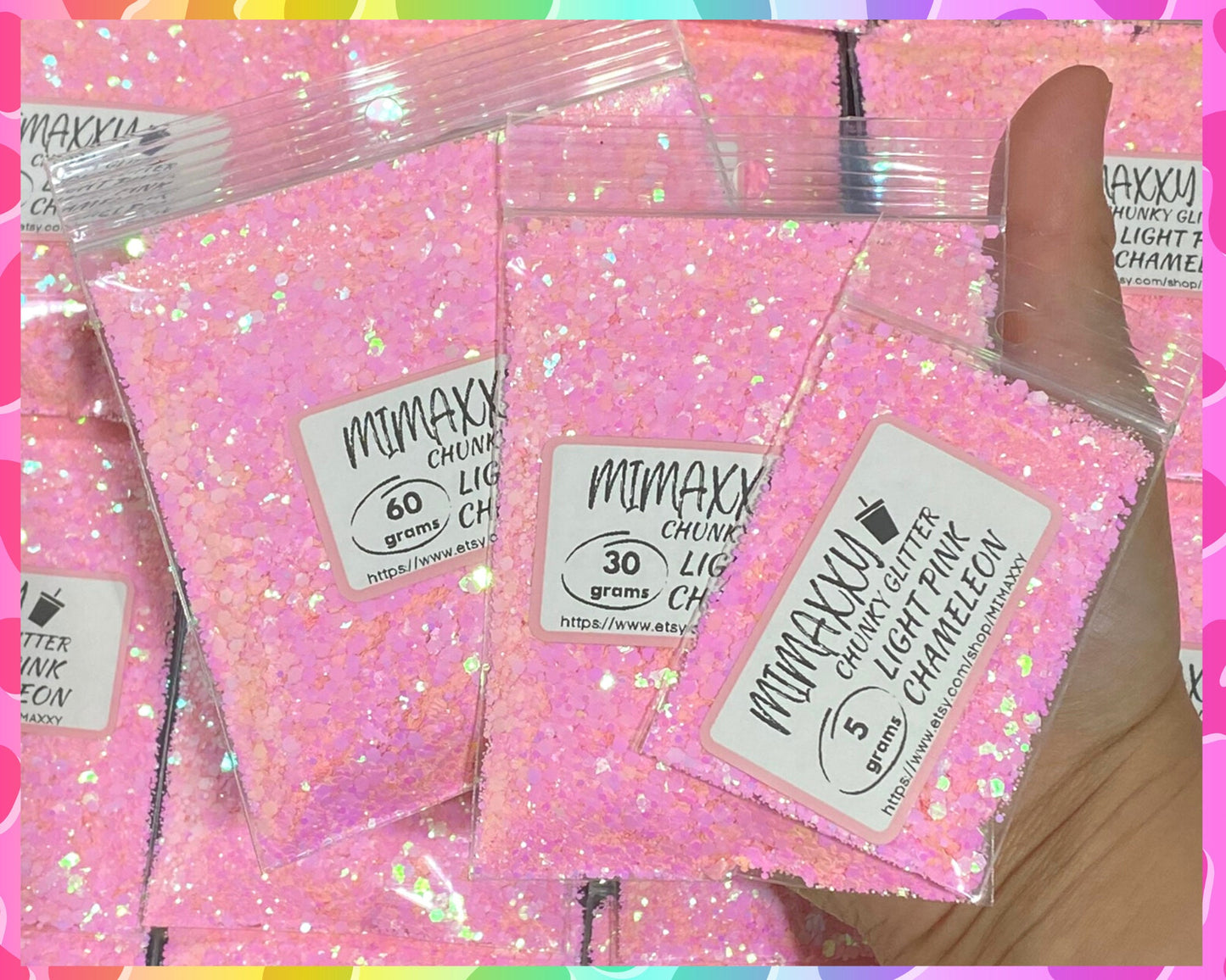 LIGHT PINK CHAMELEON, Barbie, Shaped Glitter, Chunky Glitter, Cosmetic Glitter,Nail Art, Resin art,Snow Globe Tumbler, craft, Chameleon 006