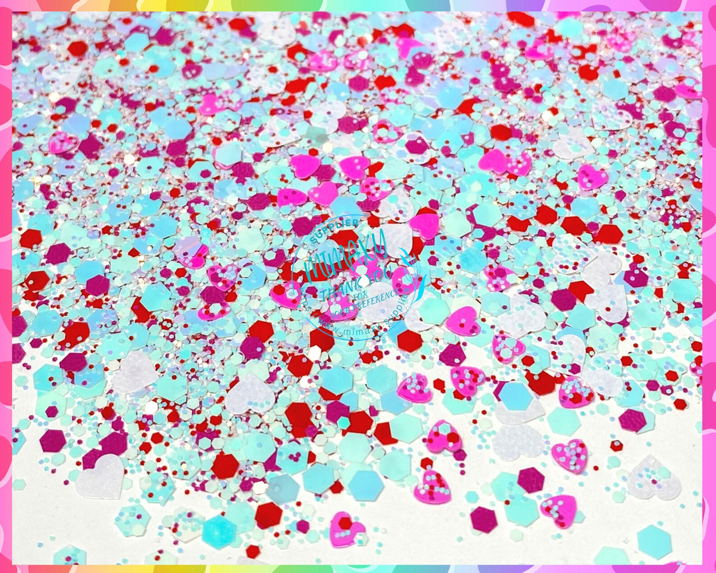 CANDY LOVE ,Shaped Glitter, Chunky Glitter Mix, Cosmetic, Nail Art, Resin,Snow Globe Tumbler, Valentine, lips, kiss, love, heart, AMOR 001